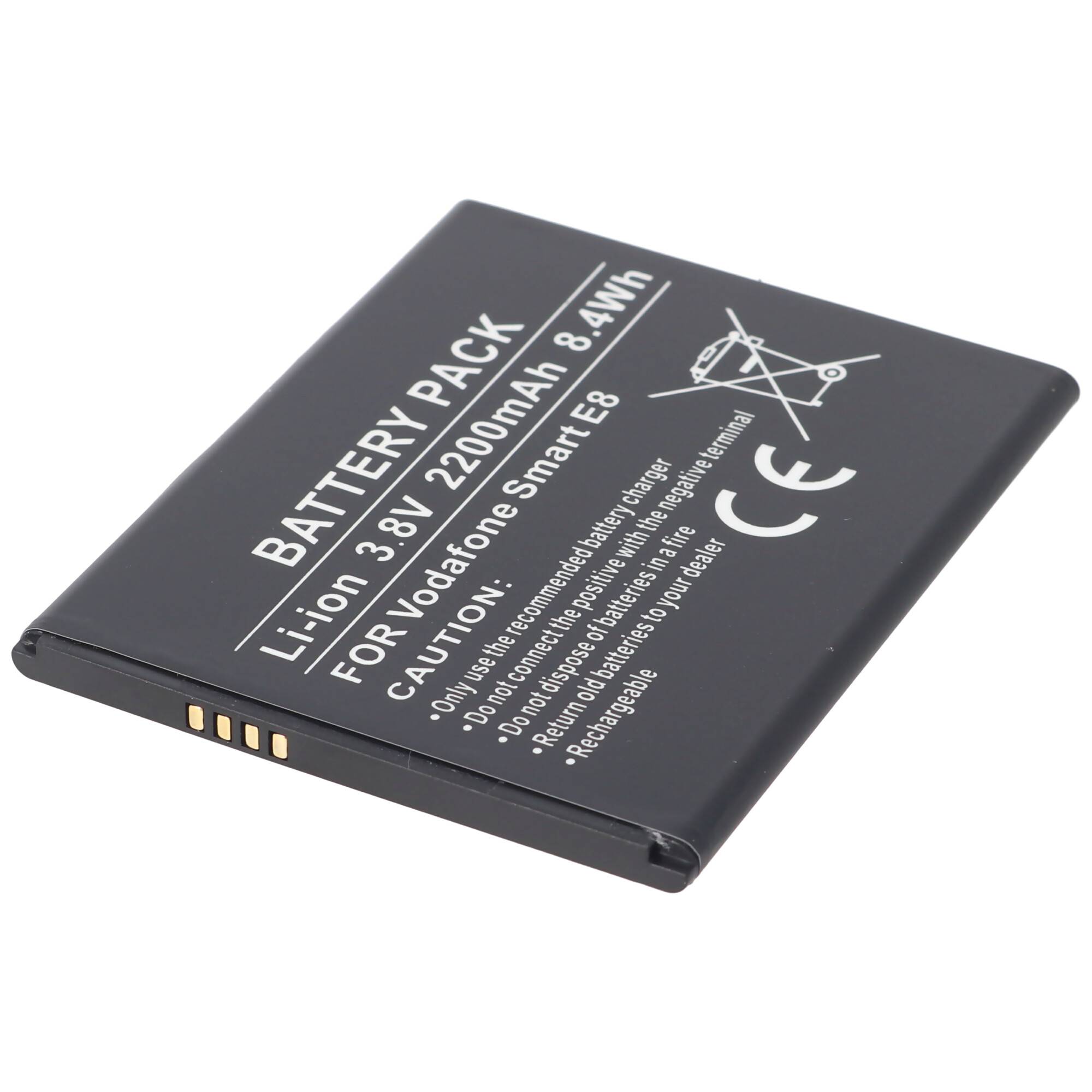 Akku passend für Vodafone Smart E8 Akku Li3822T43P4h736040, VFD510 Li-Ion, 3,8V, 2200mAh, 8,4Wh