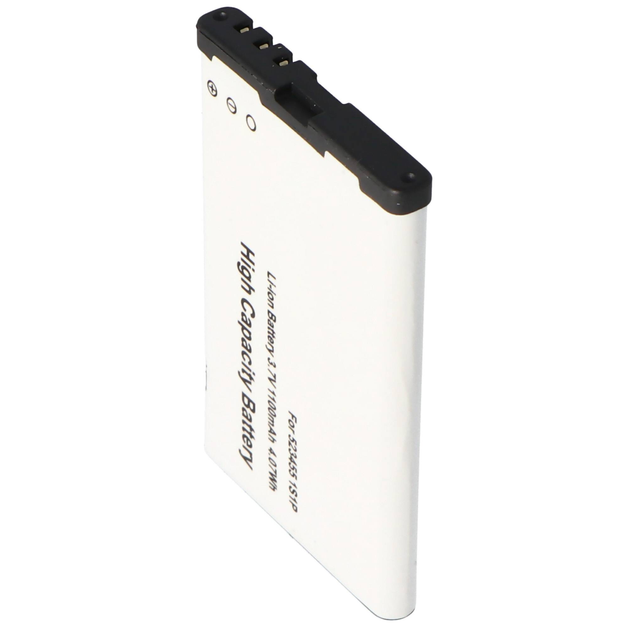 Akku passend für BeaFon S200, S210, 523455 1S1P 3,7 Volt 1100mAh