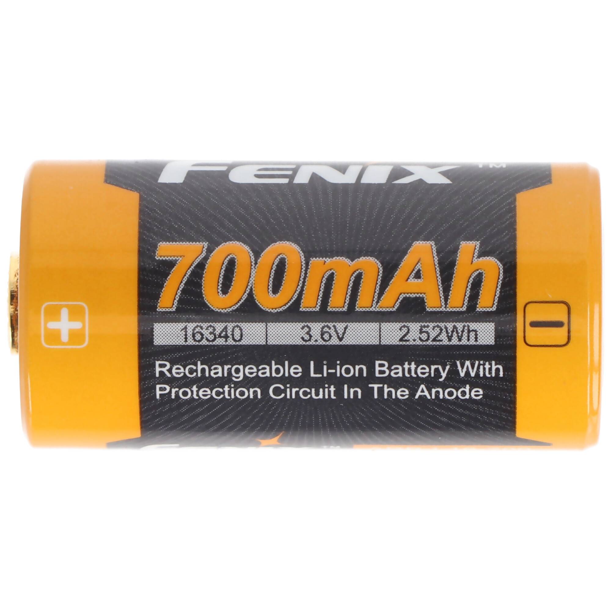 CR123 A Li-ion Batterie wiederaufladbar 3,6-3,7 Volt min.700mAh, typisch 760mAh, max. 820mAh, 35x16mm mit AkkuShop Trans