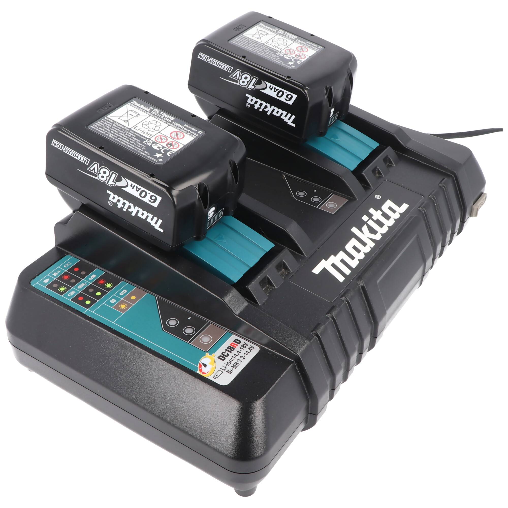 2-Schacht Makita DC 18 SH Doppel Schnell-Ladegerät 14,4 Volt und 18 Volt für 1-2 Li-Ion Akku