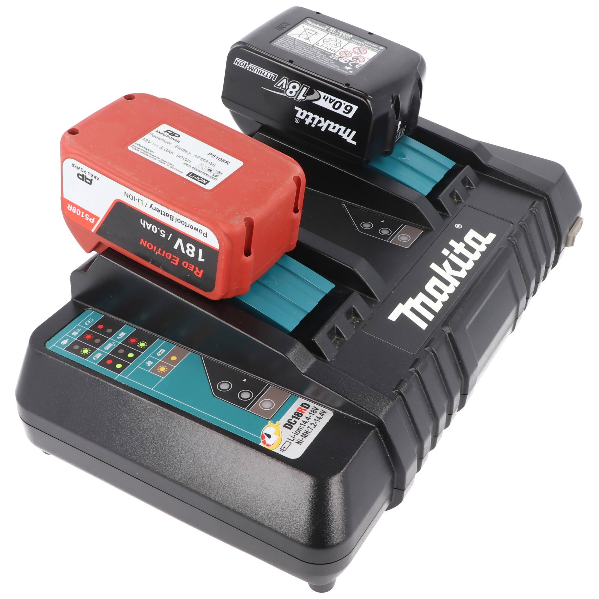 2-Schacht Makita DC 18 SH Doppel Schnell-Ladegerät 14,4 Volt und 18 Volt für 1-2 Li-Ion Akku