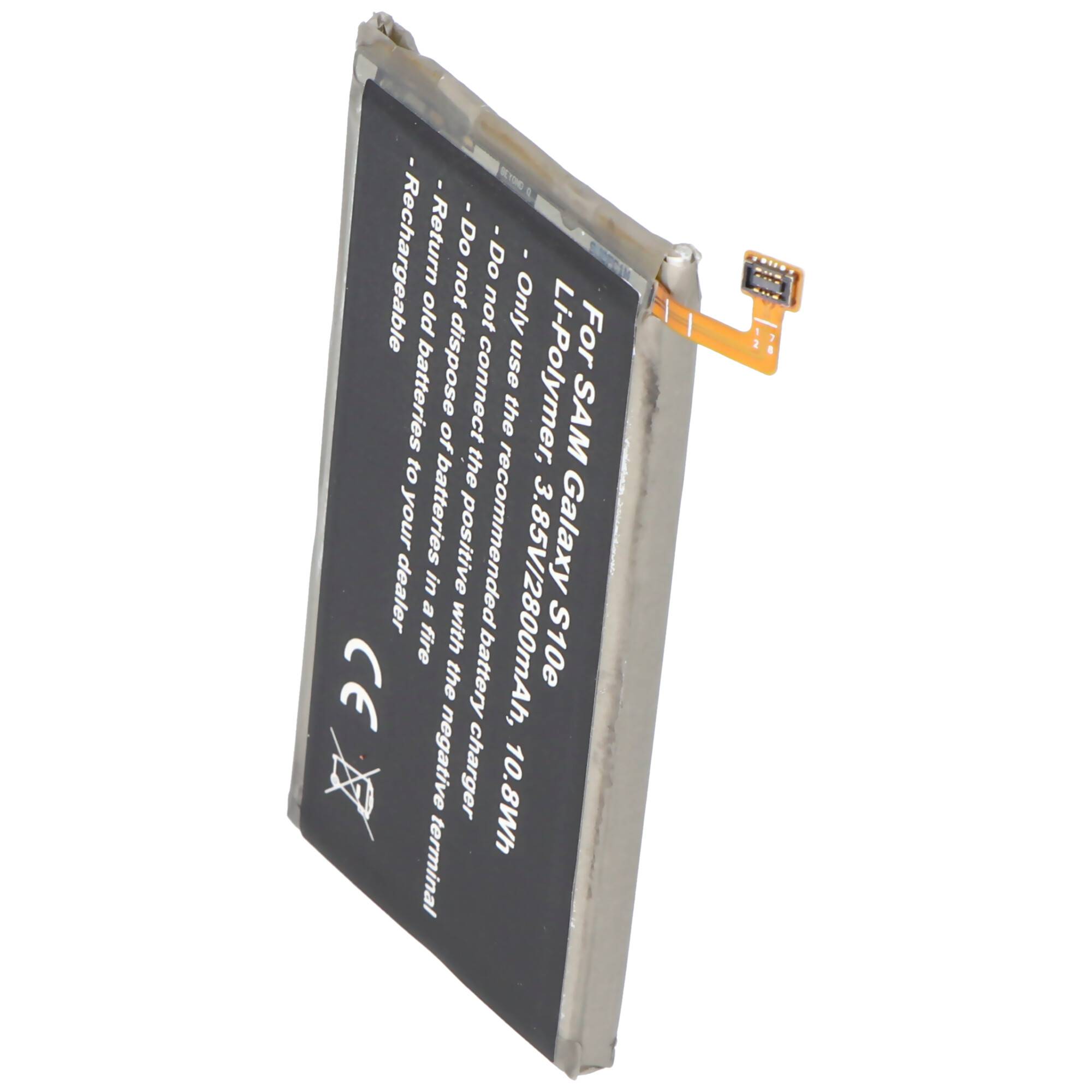 Akku passend für Samsung Galaxy S10e Li-Polymer 3,85V 2800mAh 10,8Wh built-in ohne Werkzeug
