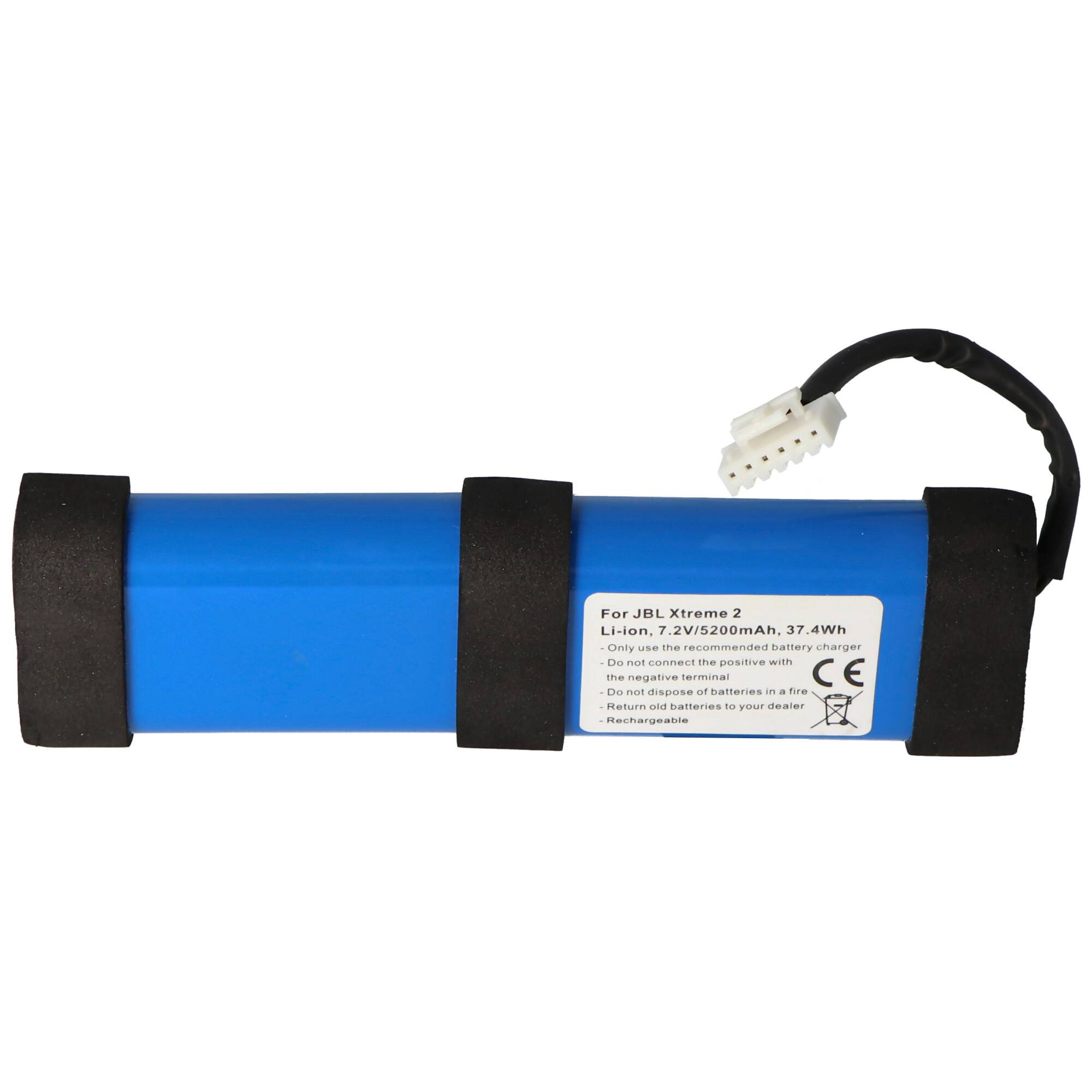 5200mAh Akku passend für JBL Xtreme 2 Akkutyp Li-Ion 7,2V max. 37,4Wh, 2INR19/66-2, SUN-INTE-103