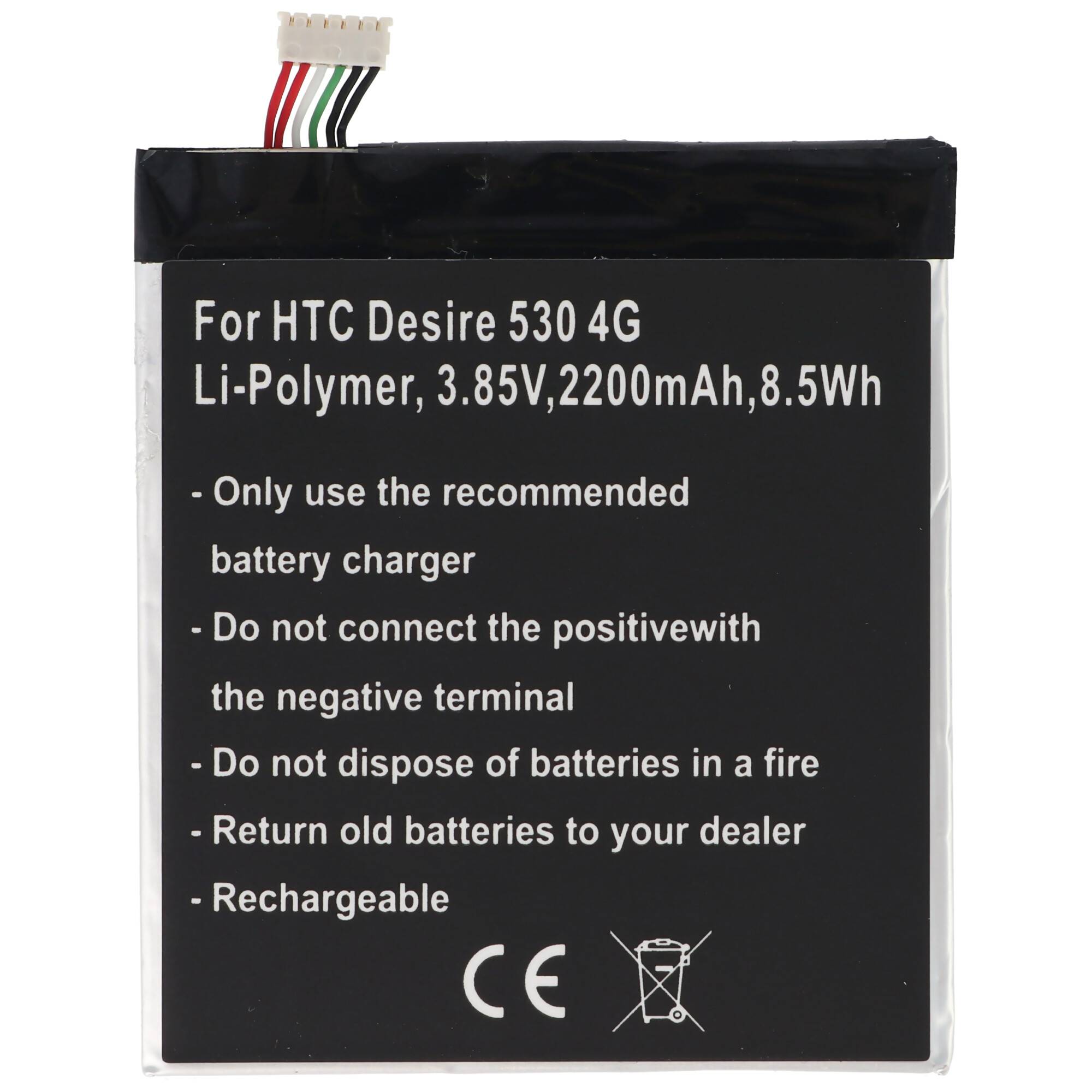 Akku passend für HTC Desire 530 4G, Li-Polymer, 3,85V, 2200mAh, 8,5Wh