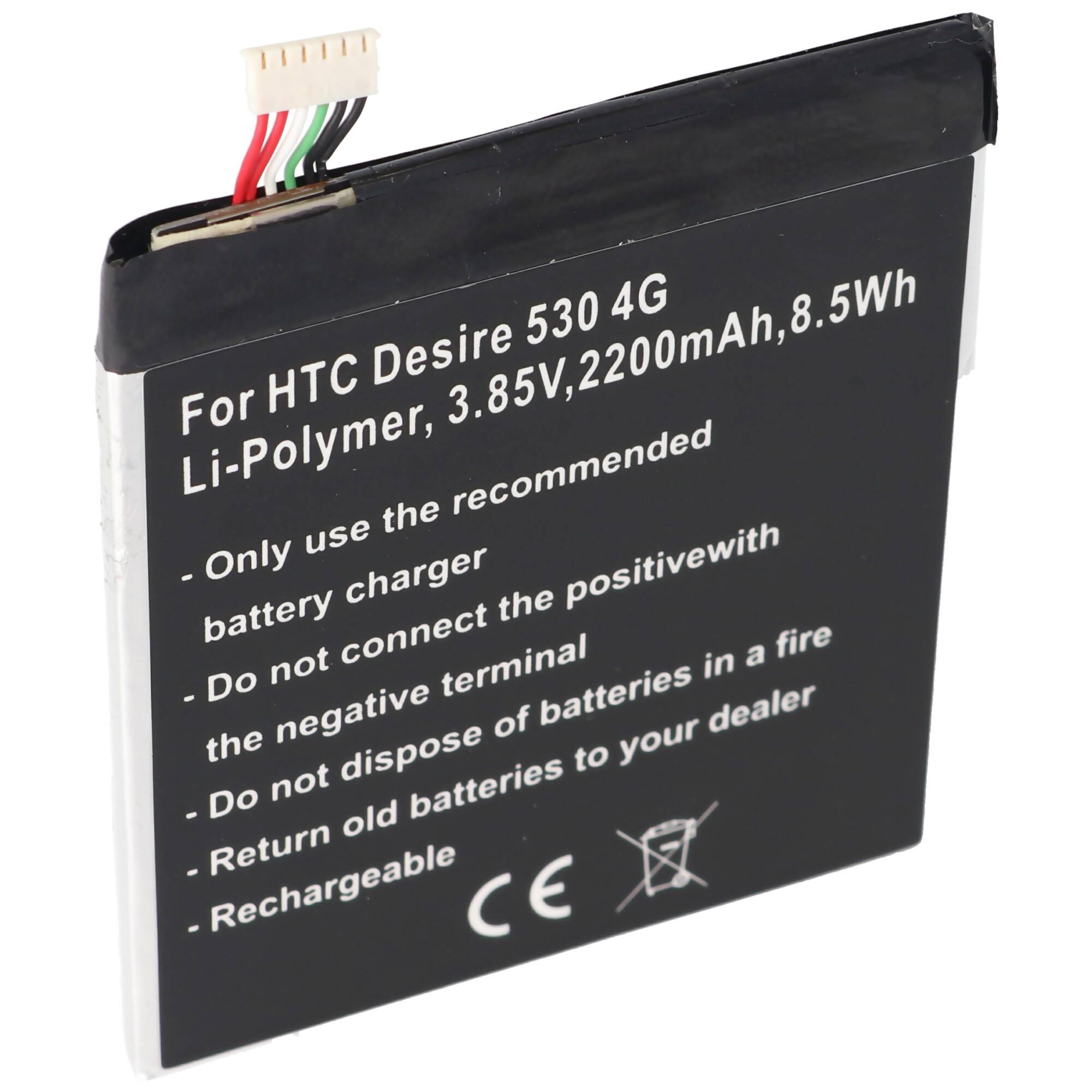 Akku passend für HTC Desire 530 4G, Li-Polymer, 3,85V, 2200mAh, 8,5Wh