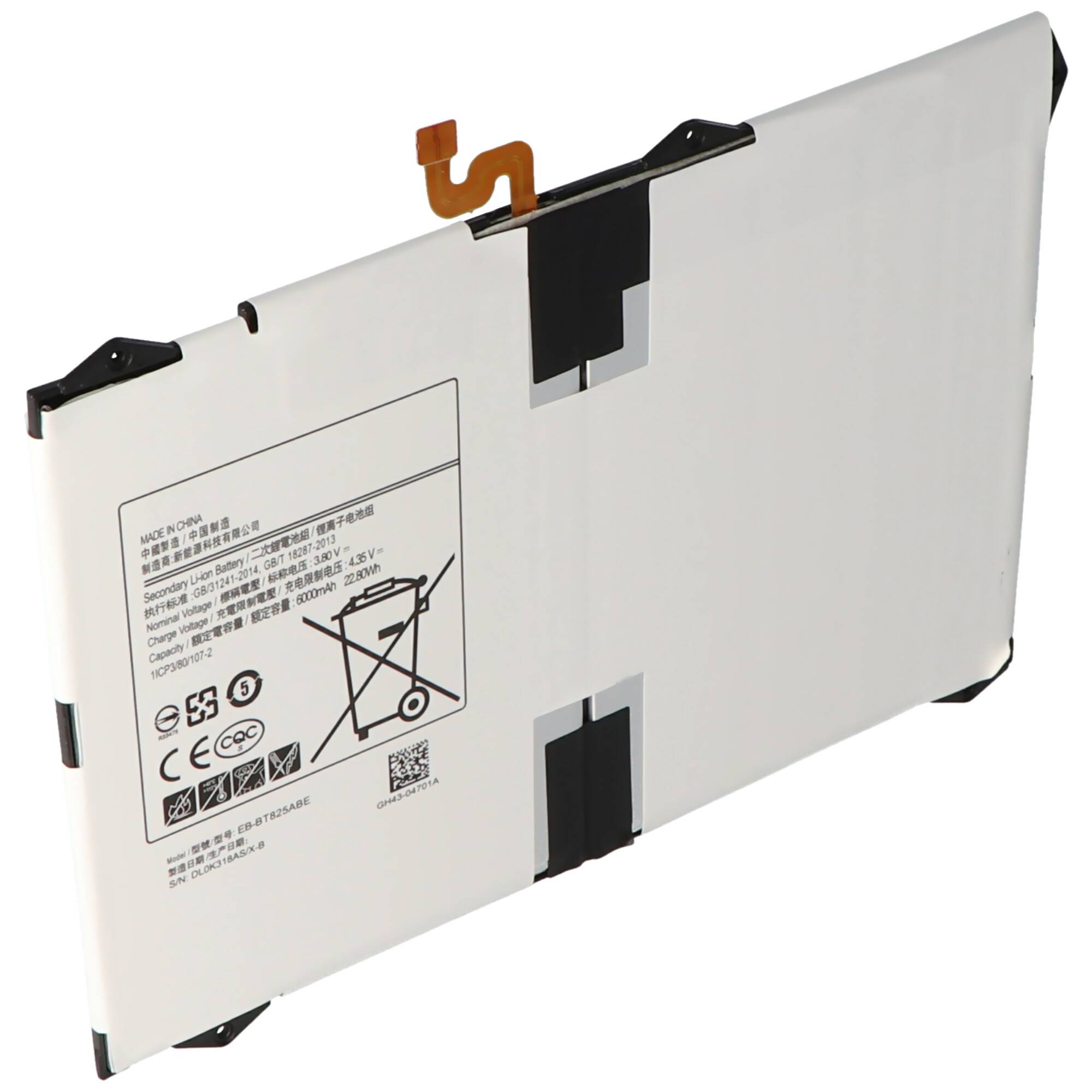 Akku passend für Samsung Galaxy Tab S3 9.7, SM-T820, Li-Polymer, 3,8V, 6000mAh, 22,8Wh, built-in, ohne Werkzeug