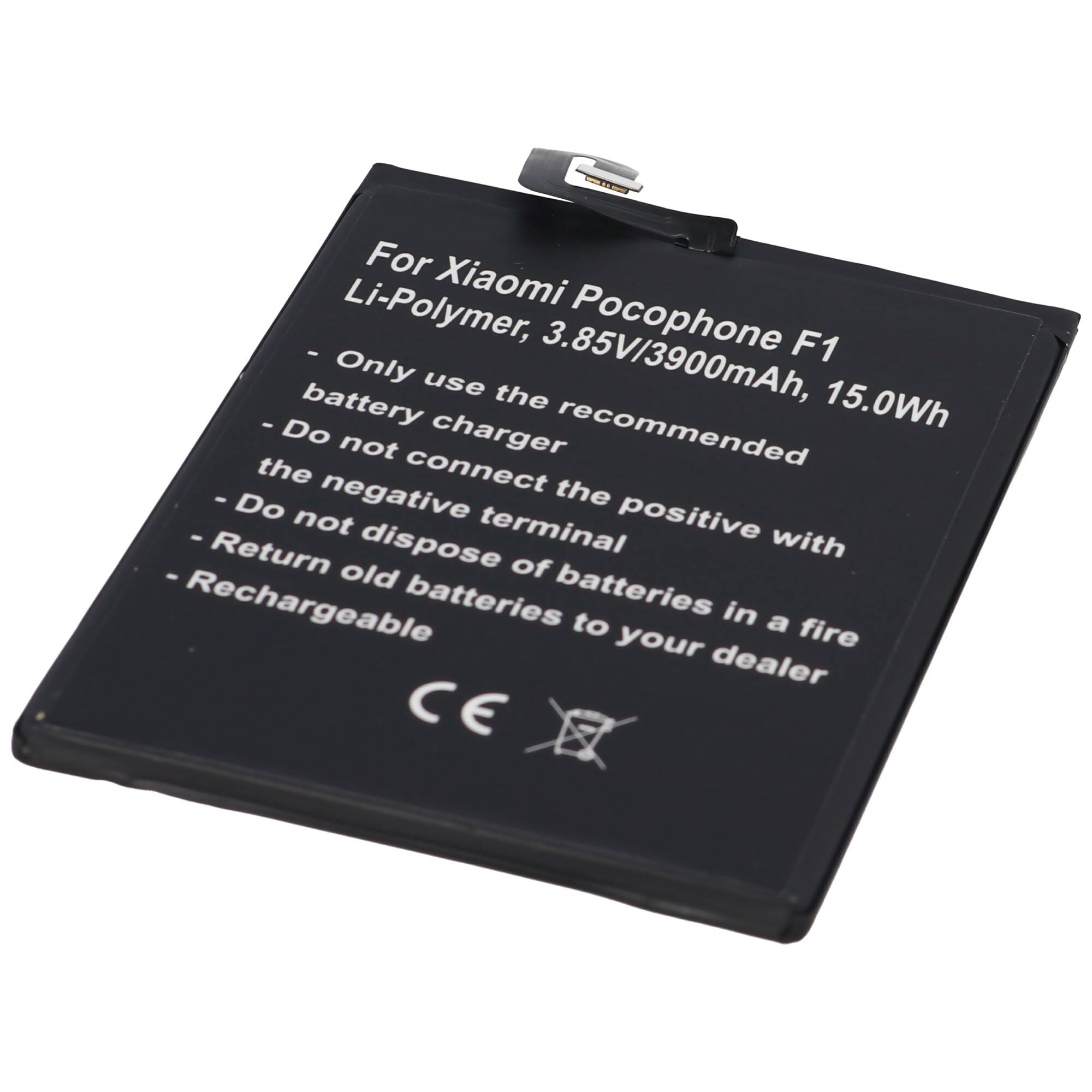 Akku passend für Xiaomi Pocophone F1, Li-Polymer, 3,85V, 3900mAh, 15Wh, bulilt-in, ohne Werkzeug