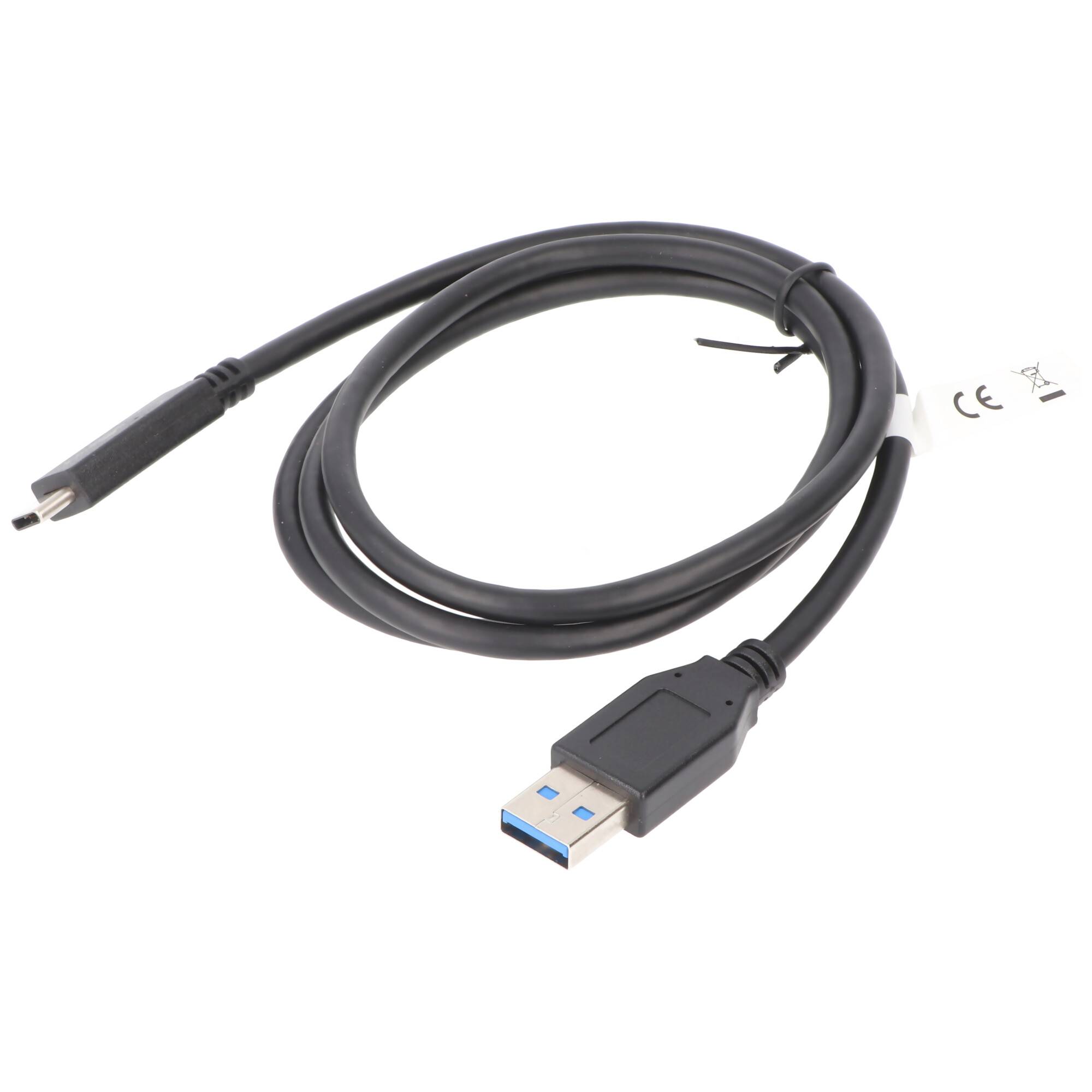 USB-C Lade- und Synchronisationskabel USB 3.1 Generation 2 für alle Geräte mit USB-C Anschluss, 1 Meter schwarz, 3A