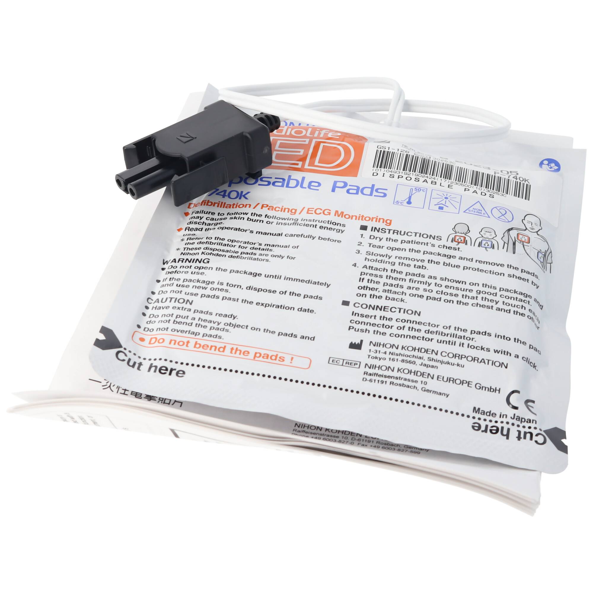 Original Defi-Elektroden Pads Nihon Kohden Cardiolife AED 2100 P-740K