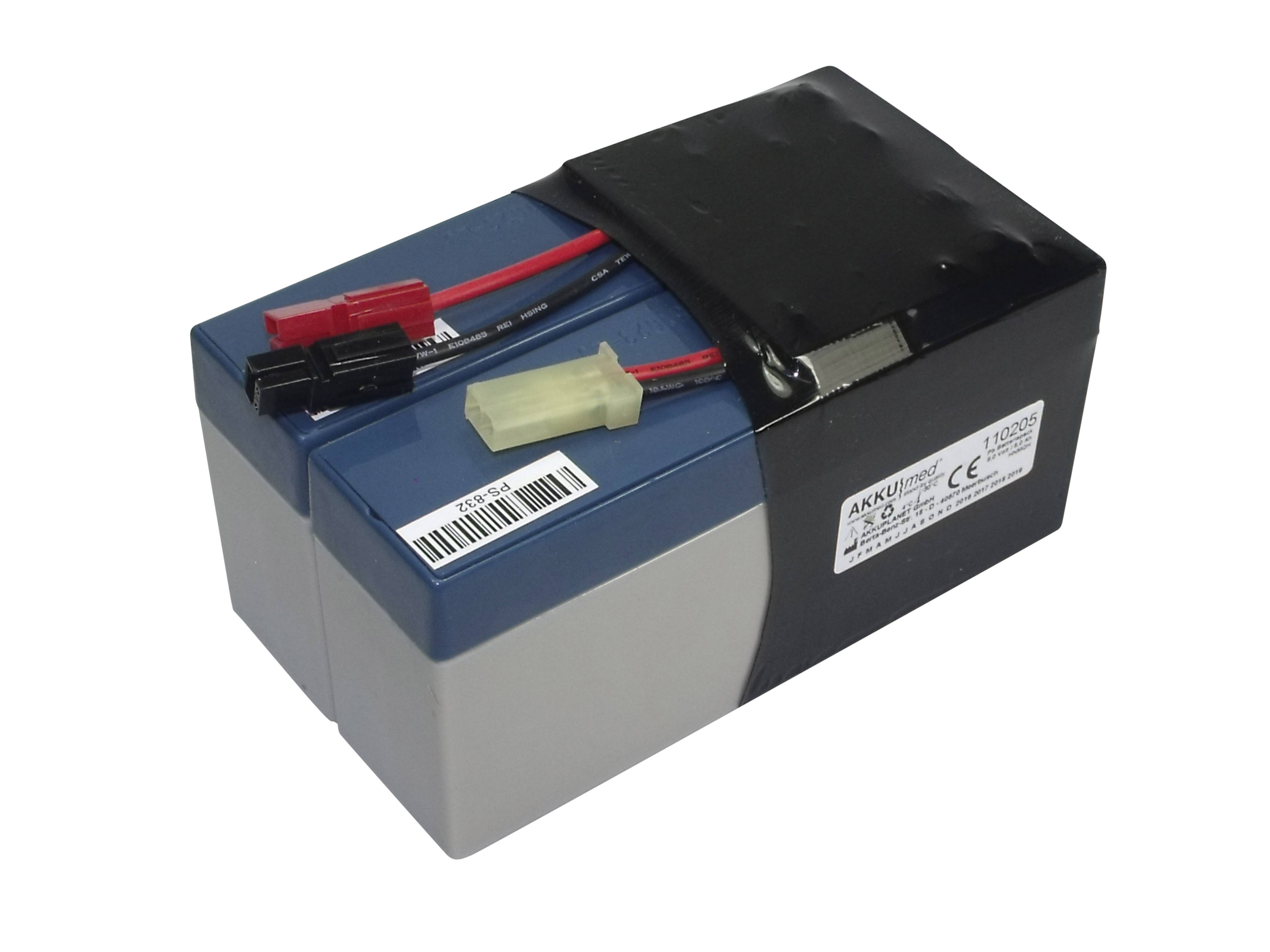 Blei Gel Akku passend für Protocol Propaq 102EL/104/106/202EL/ 204EL/206EL Monitor mit SP02 8,0 Volt 5,0 Ah CE Konform