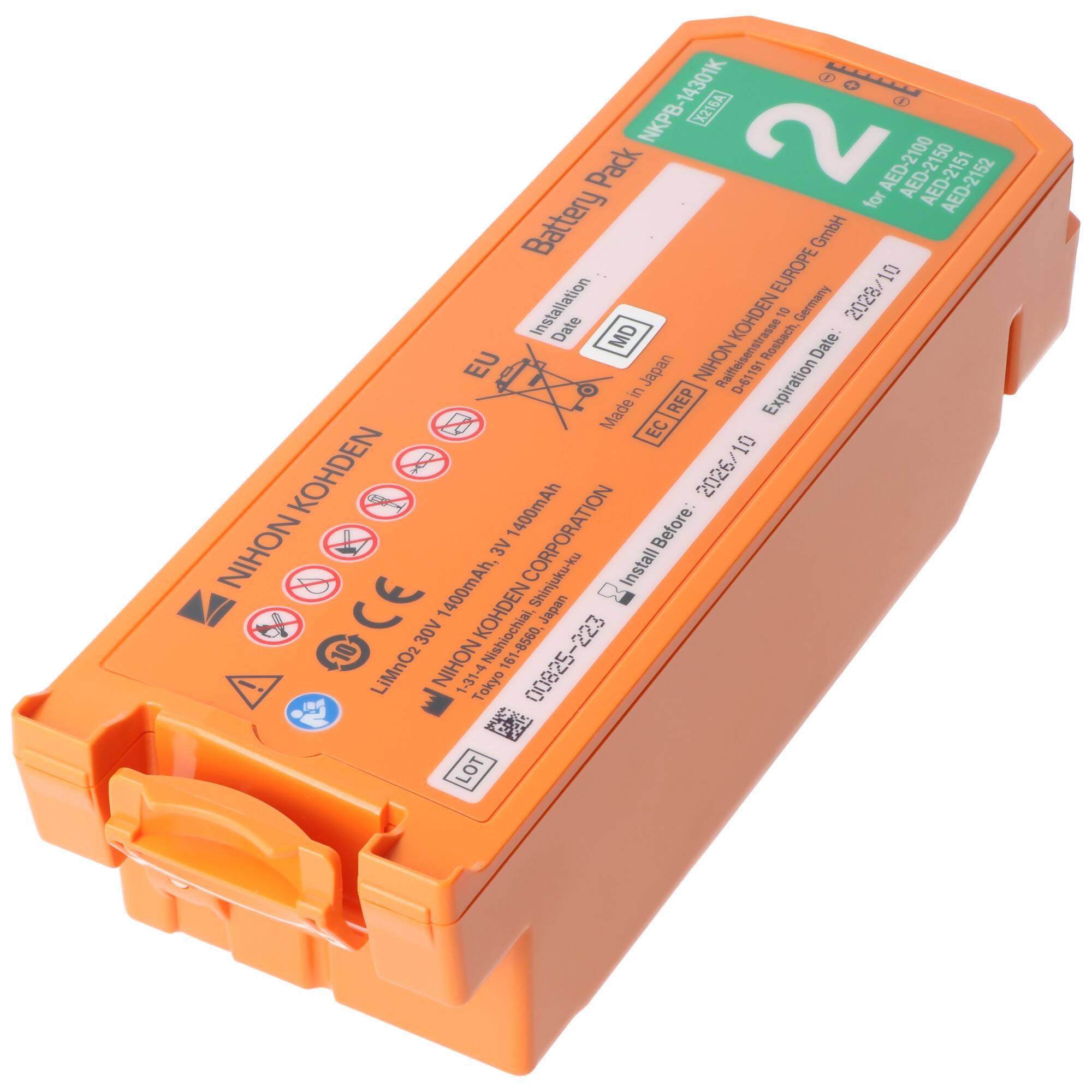 Original Lithiumbatterie Nihon Kohden Defibrillator Cardiolife AED2100 - NKPB-14301K