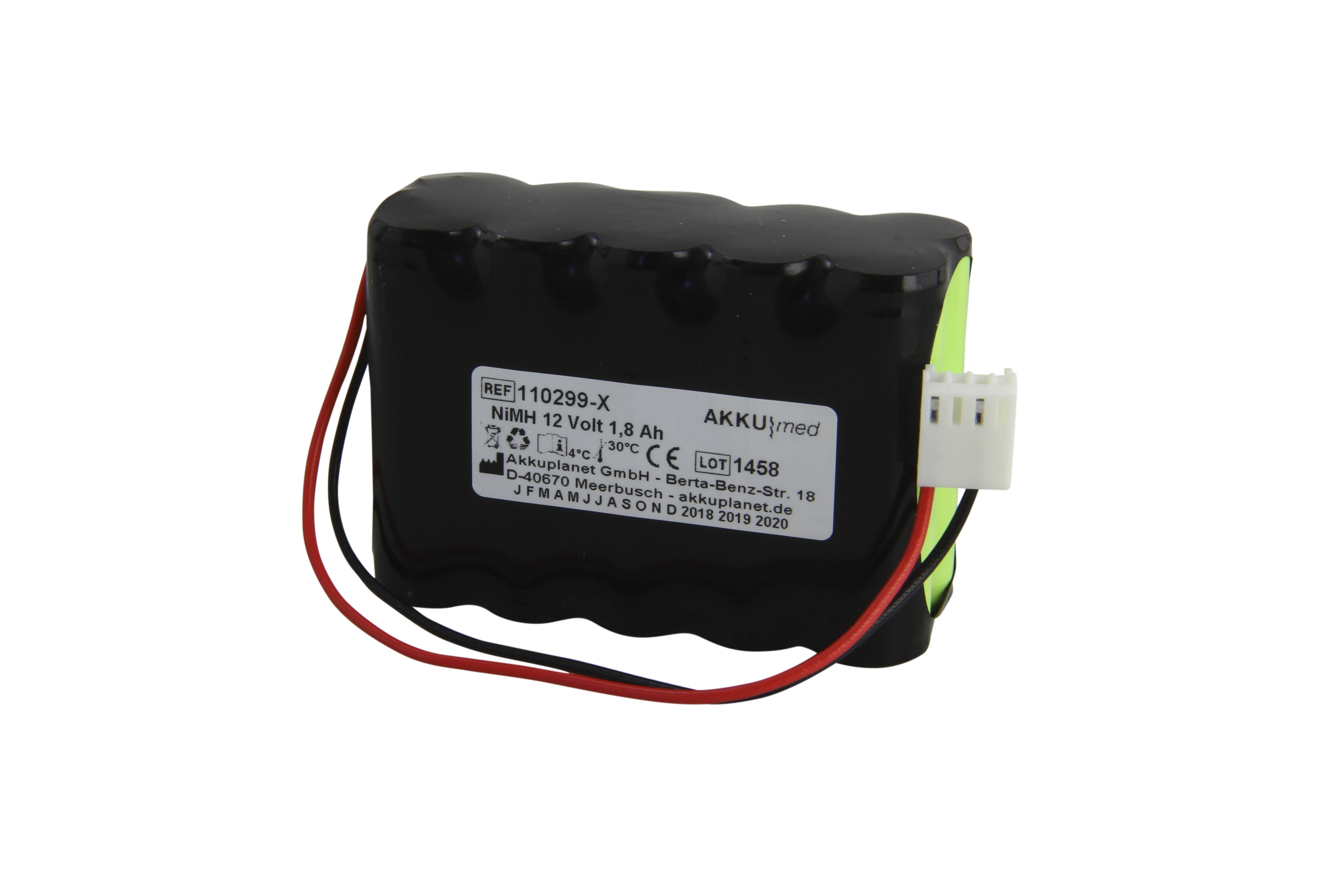 NiMH Akku passend für Codan Argus Infusionspumpe A707V, A708V - Akku Typ 601259 - 12 Volt 1,8 Ah CE Konform