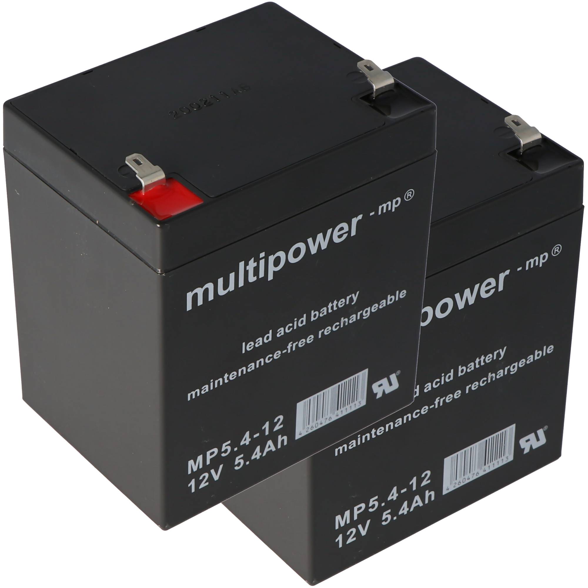 Blei Akkueinsatz passend für Völker Bett S582, 2 Stück 12 Volt 5,4Ah Akku, 4,8mm Steckkontakte