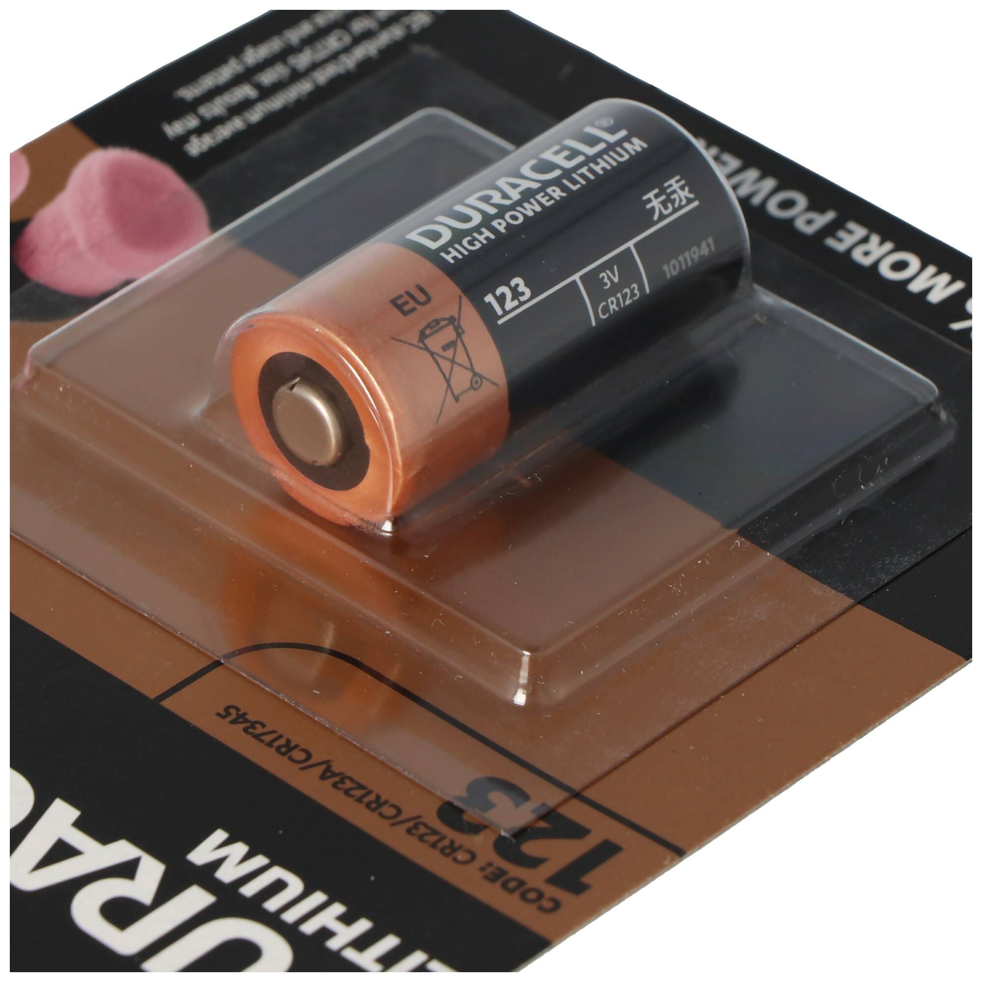 Duracell CR123A Photobatterie CR123 A Lithium Batterie DL123A, Abmessungen 34,5 x 17mm
