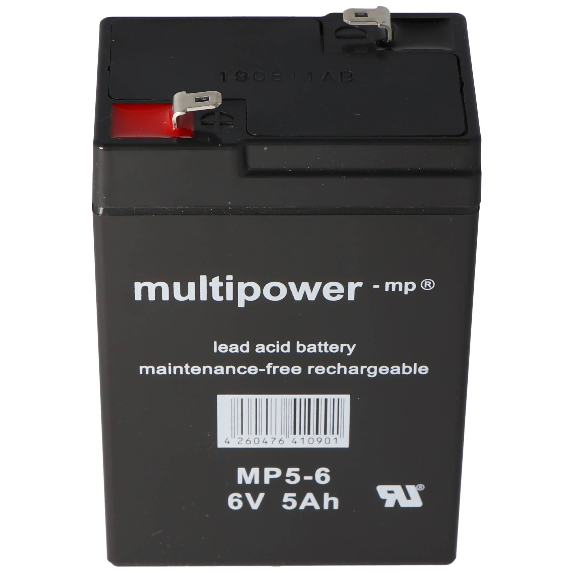 Multipower MP5-6 Blei-Akku mit Faston 4,8mm Steckkontakt, auch passend für den Vision CP650 5Ah Akku SW650
