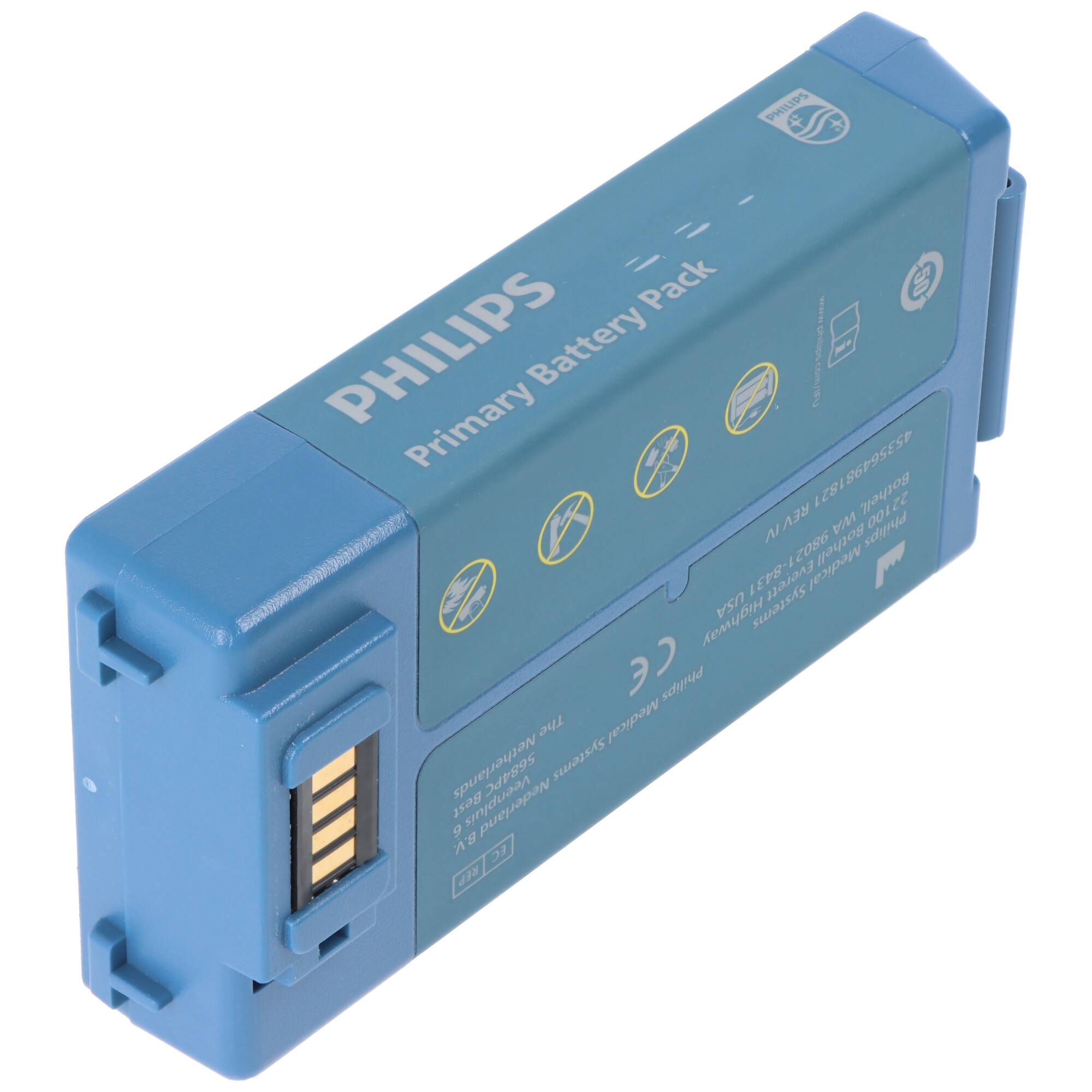 Blaue Philips Primärbatterie mit goldfarbenen elektrischen Kontakten an der Seite.