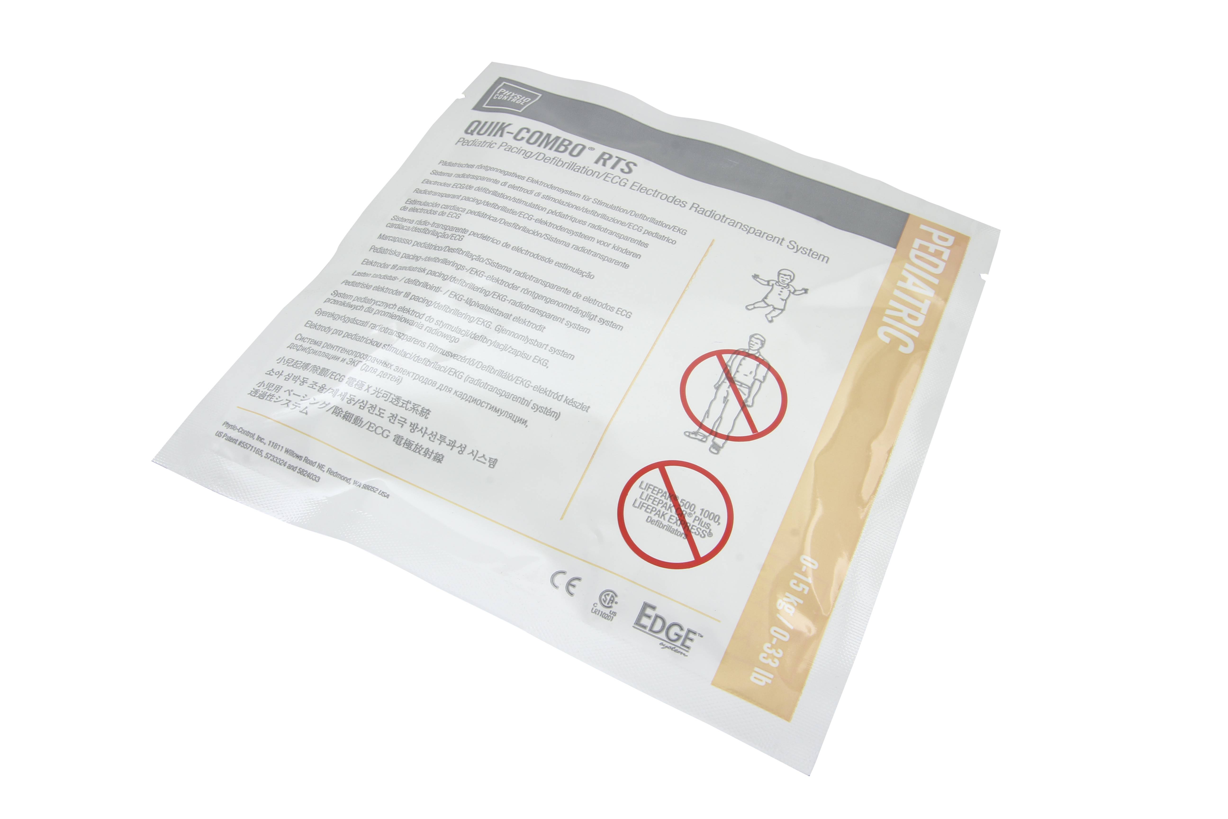 Original Quik-Combo RTS Defi-Elektroden Physio Control LP10, LP12, LP15, LP20 - 11996-000093