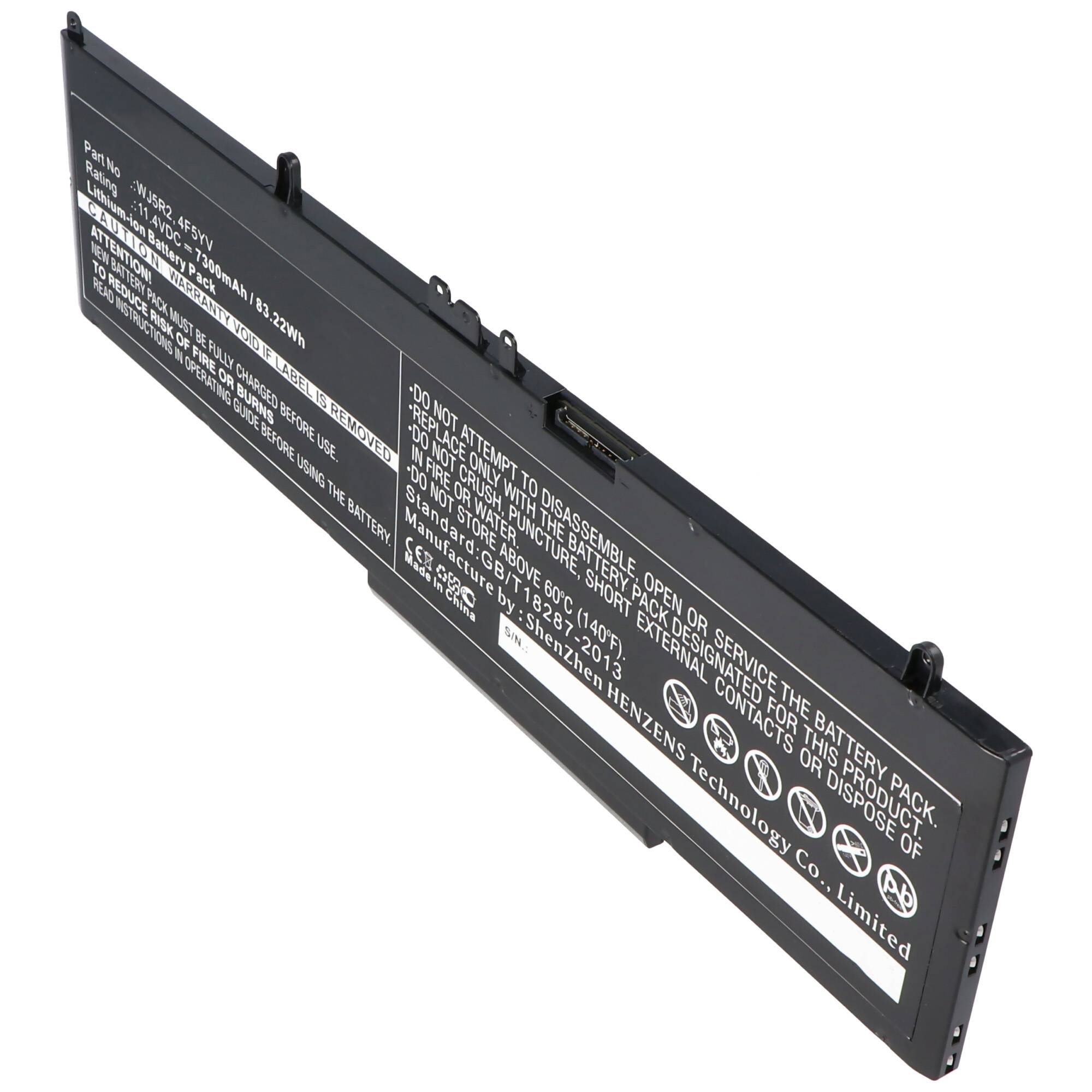 Akku passend für Dell Precision 3510, 3510 Workstation, WJ5R2, 4F5YV, 11,4V 7300mAh