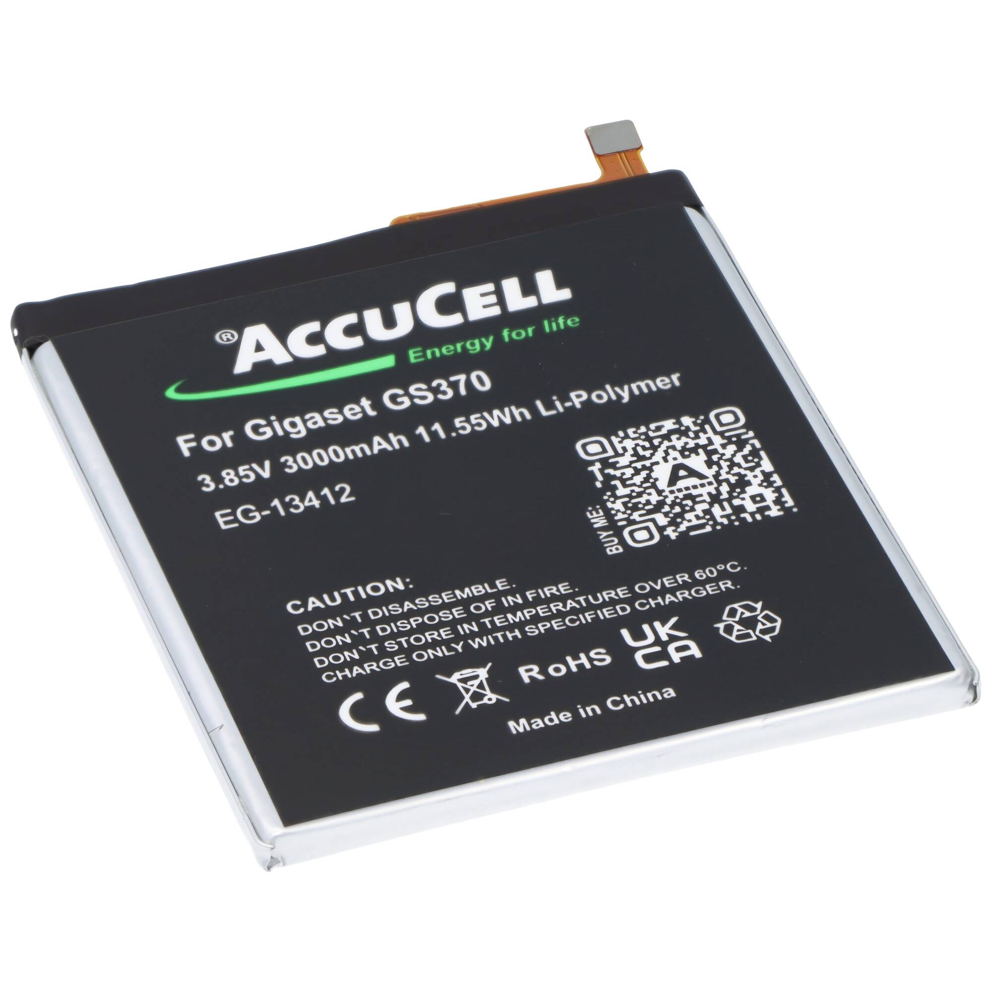 Akku passend für Gigaset GS370, Li-Polymer, 3,85V, 2850mAh, 11,0Wh