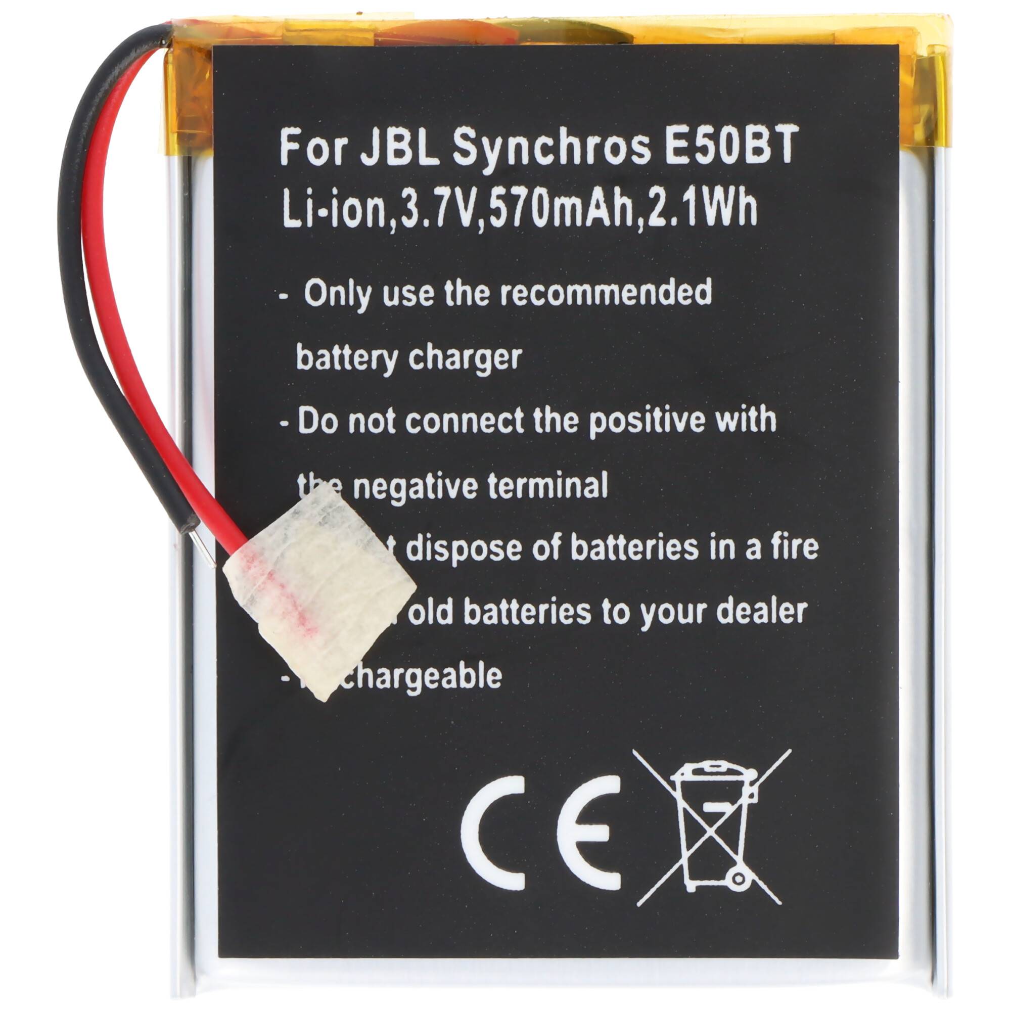 Akku passend für JBL Synchros E50BT, Li-Ion, 3,7V, 570mAh, 2,1Wh, built-in, ohne Werkzeug