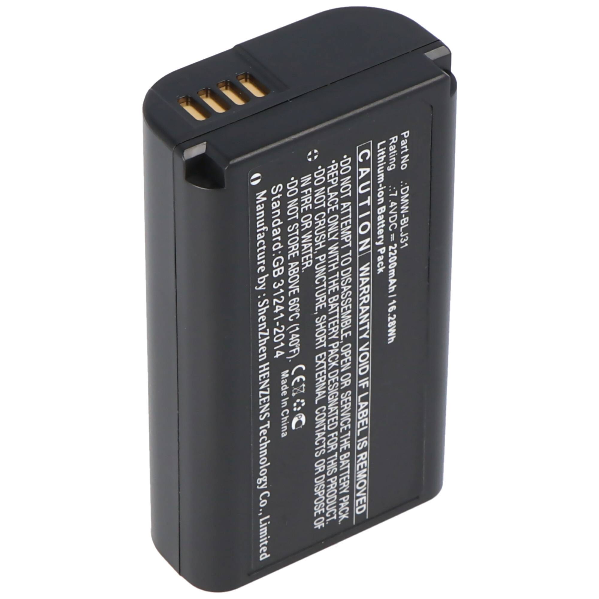 Akku passend für Panasonic DMW-BLJ31E, Li-Ion, 7,4V, 2200mAh, 16,3Wh, black