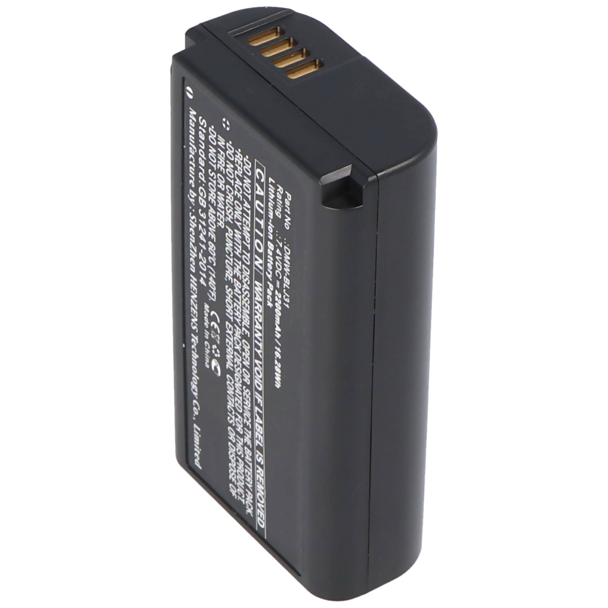 Akku passend für Panasonic DMW-BLJ31E, Li-Ion, 7,4V, 2200mAh, 16,3Wh, black