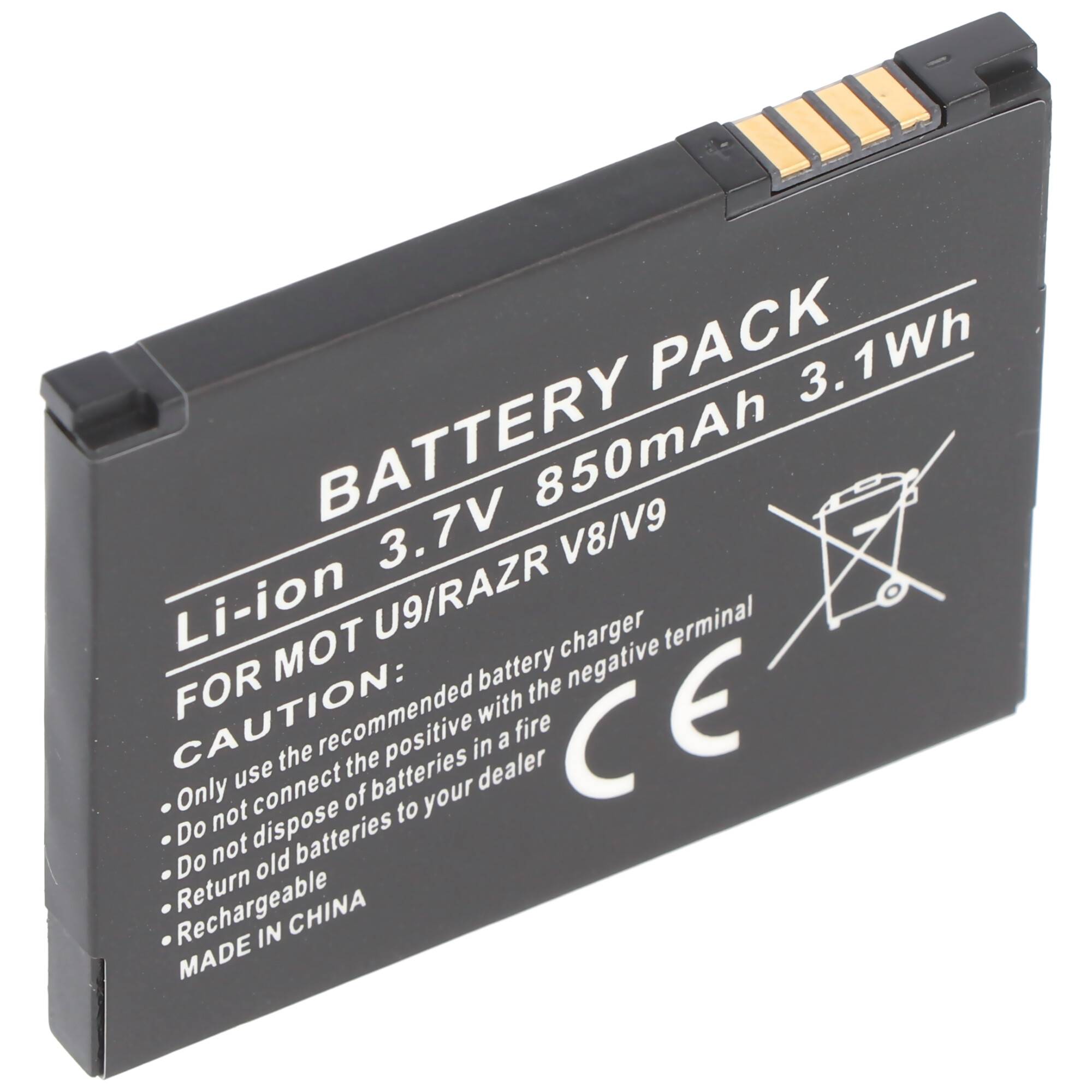 Akku passend für Motorola U9, RAZR V8, V9, SNN5805, CFNN7013AA, BX50, BX40