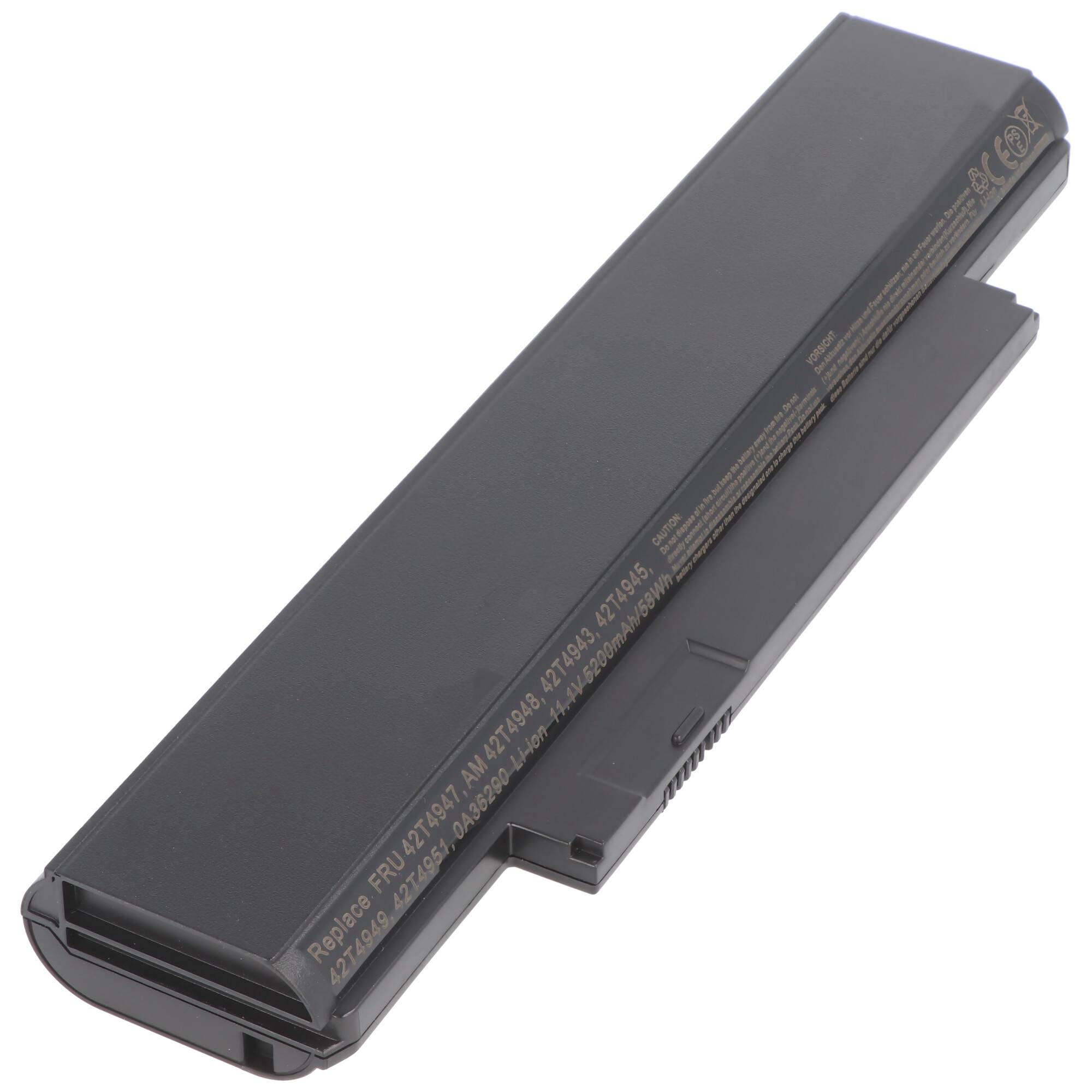 Akku passend für Lenovo 42T4951, ASM 42T4962, FRU 42T4947, FRU 42T4957 11,1 Volt 5200mAh / 58Wh, Lithium Ionen Akku 206,