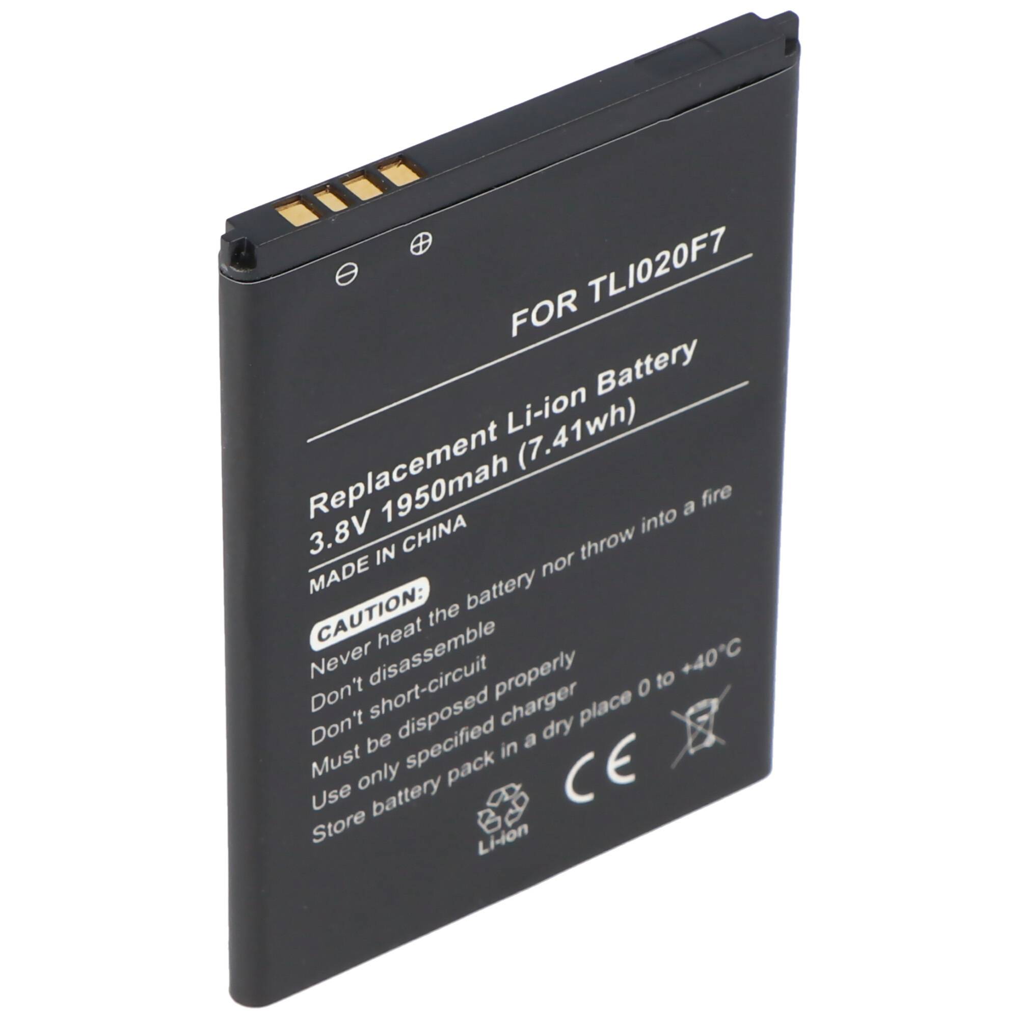 Akku passend für Alcatel One Touch Pixi 4 (5), Li-Ion, 3,8V, 1950mAh, 7,4Wh