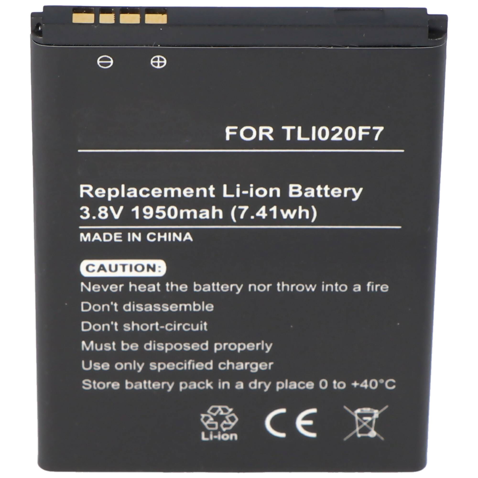 Akku passend für Alcatel One Touch Pixi 4 (5), Li-Ion, 3,8V, 1950mAh, 7,4Wh