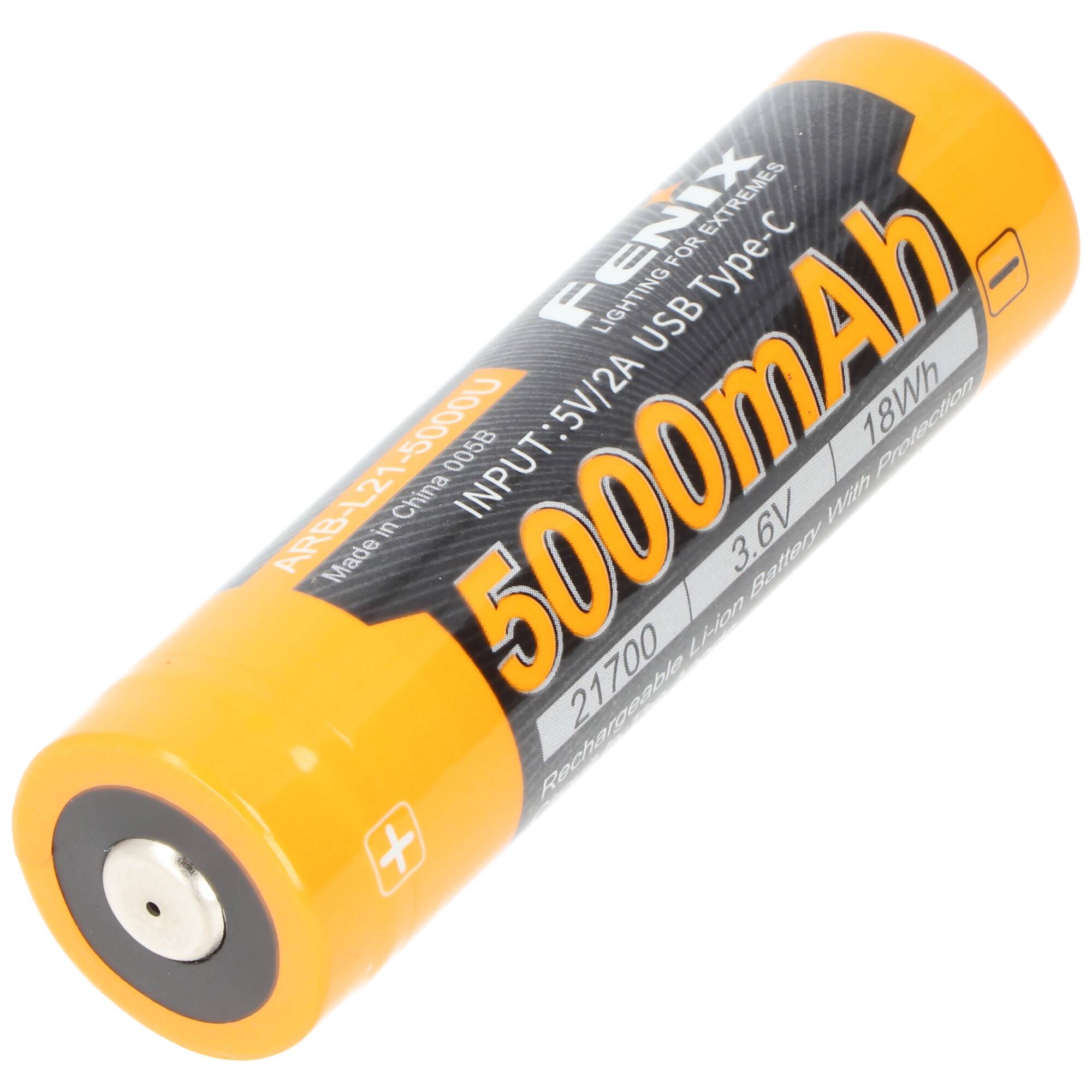 21700 USB Li-ion Akku Fenix ARE-L21-5000U 21700 Abmessungen 76x21,5mm, max. 8A