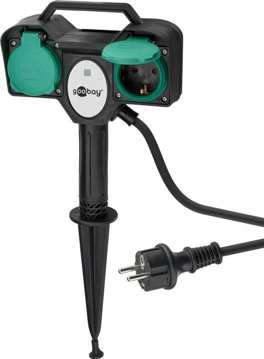 Goobay 2-fach Gartensteckdose mit Funk-Fernbedienung - speziell für den Außenbereich geeignet -spritzwassergeschützt IP4