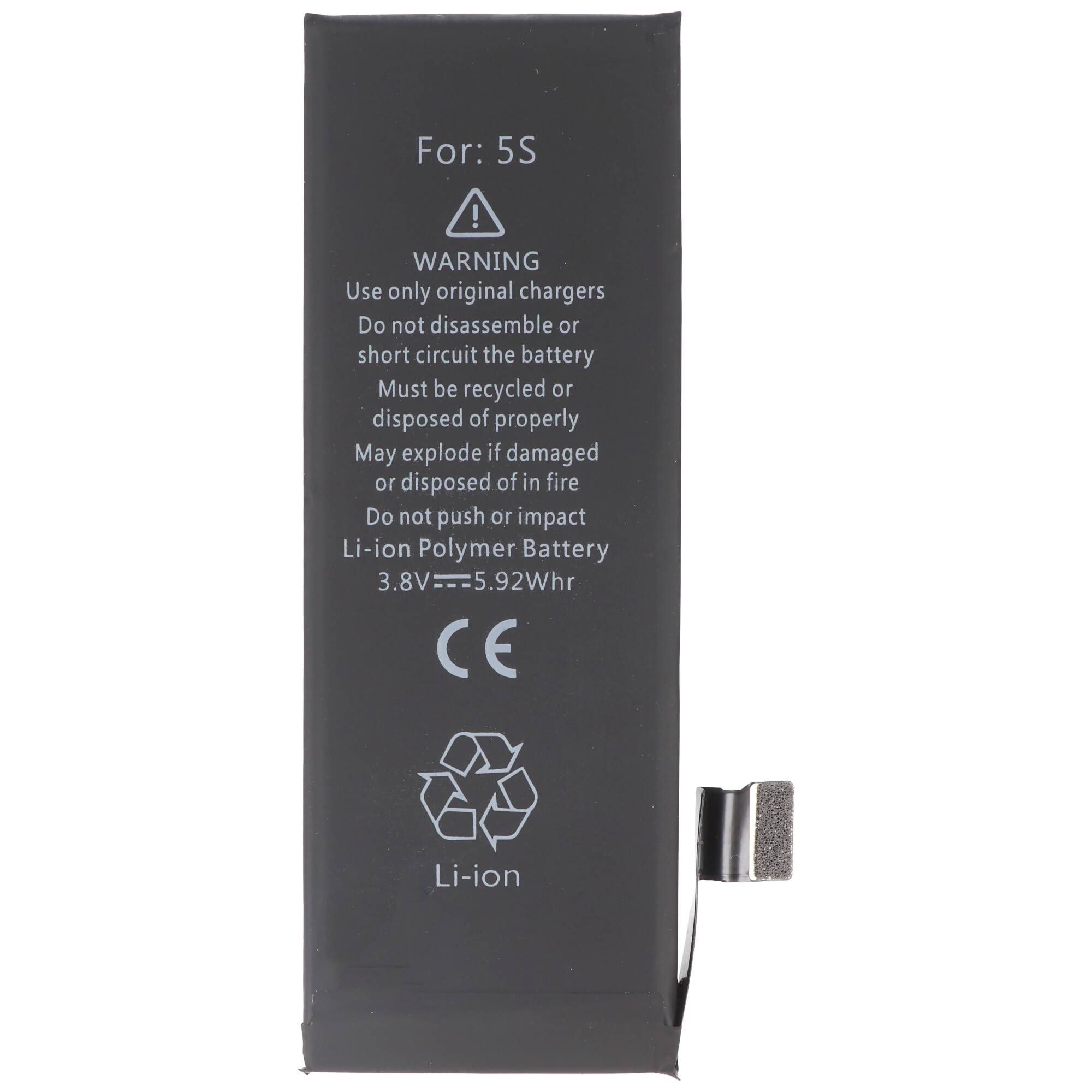 Akku für Apple iPhone 5s Akku 616-0720, 616-0652, 616-0728, kein Original Apple Akku