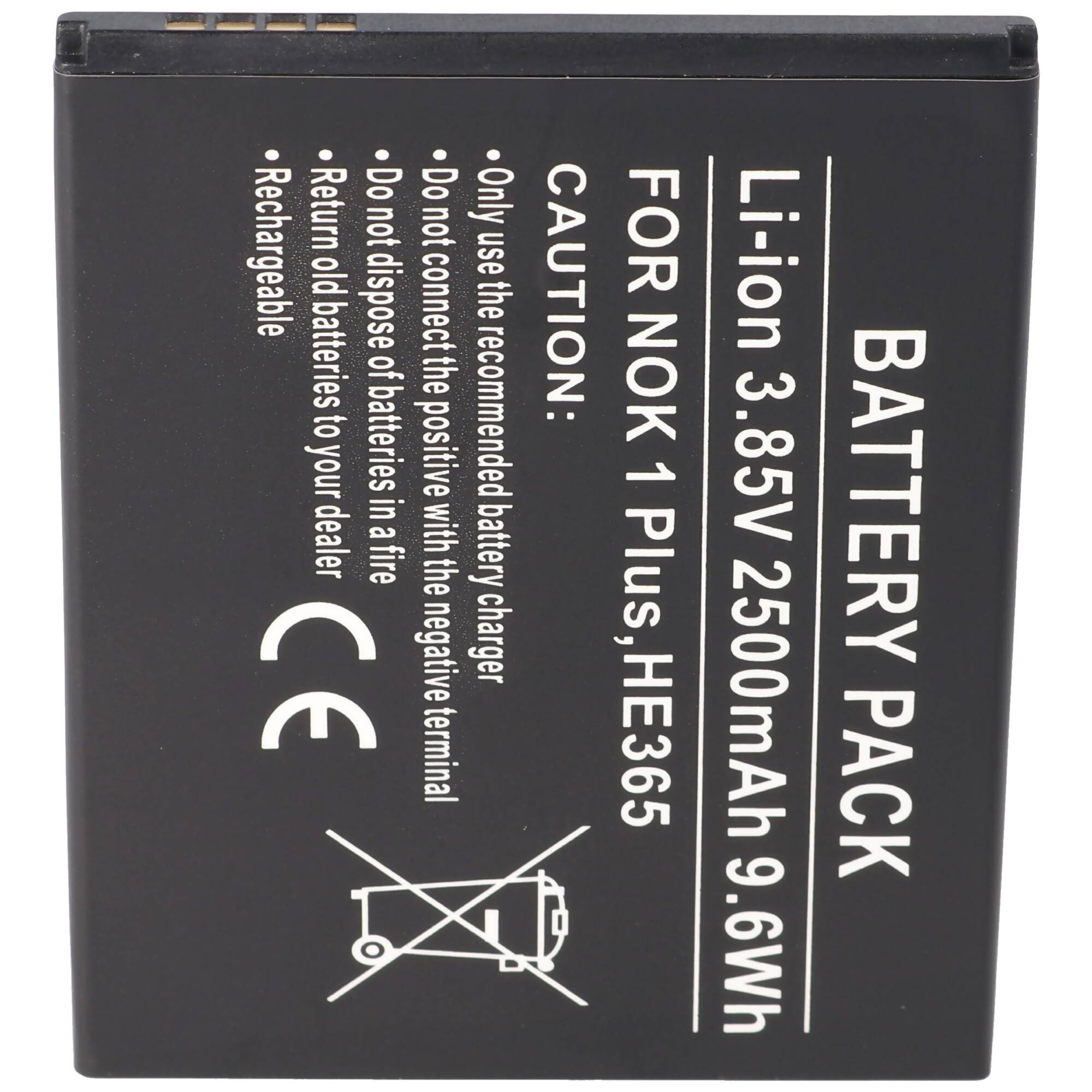 Akku passend für Nokia 1 Plus, HE365, Li-Ion, 3,85V, 2500mAh, 9,6Wh