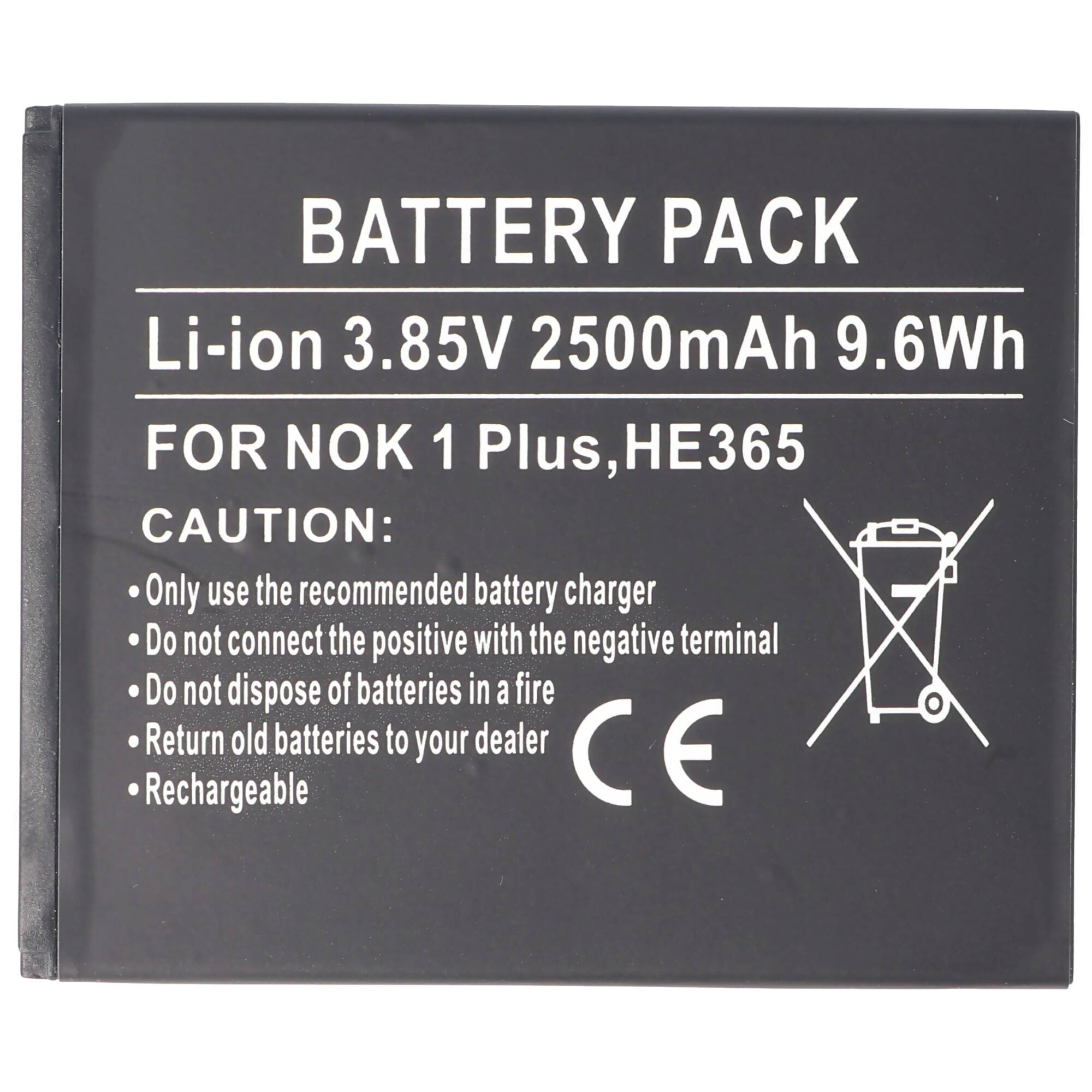 Akku passend für Nokia 1 Plus, HE365, Li-Ion, 3,85V, 2500mAh, 9,6Wh