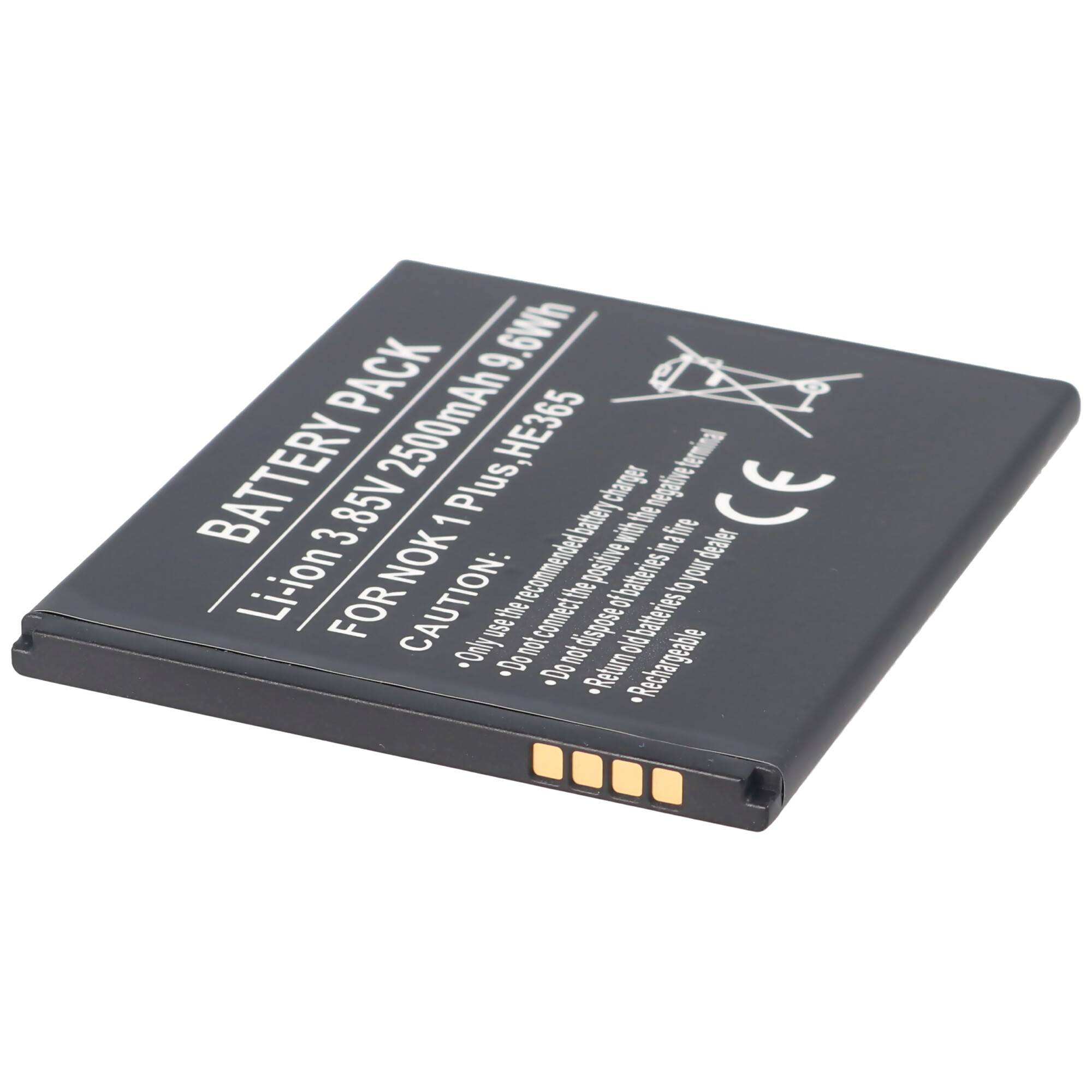 Akku passend für Nokia 1 Plus, HE365, Li-Ion, 3,85V, 2500mAh, 9,6Wh