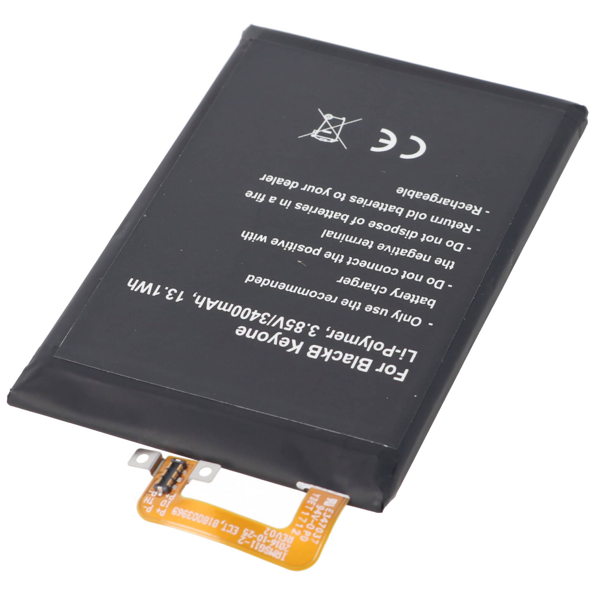 Akku passend für Blackberry Keyone, Li-Polymer, 3,85V, 3400mAh, 13,1Wh, built-in, ohne Werkzeug