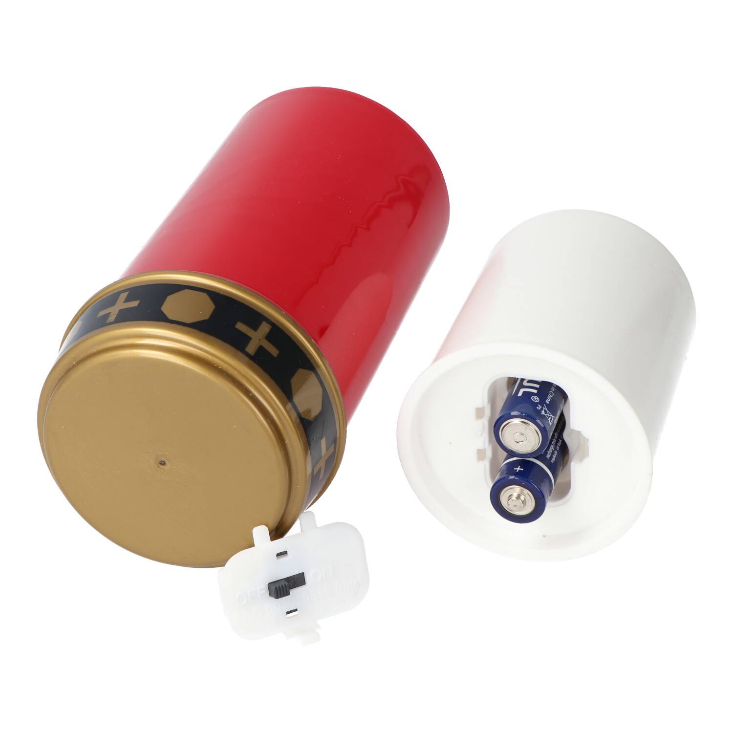 LED-Grablicht rot mit Kerzenschein, 13,2x7,3cm, inklusive 2x AA Mignon LR6 Standard Batterien