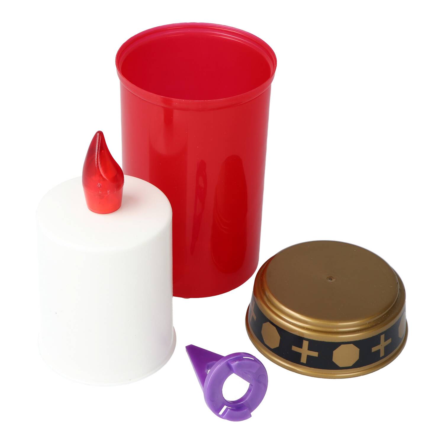 LED-Grablicht rot mit Kerzenschein, 13,2x7,3cm, inklusive 2x AA Mignon LR6 Standard Batterien