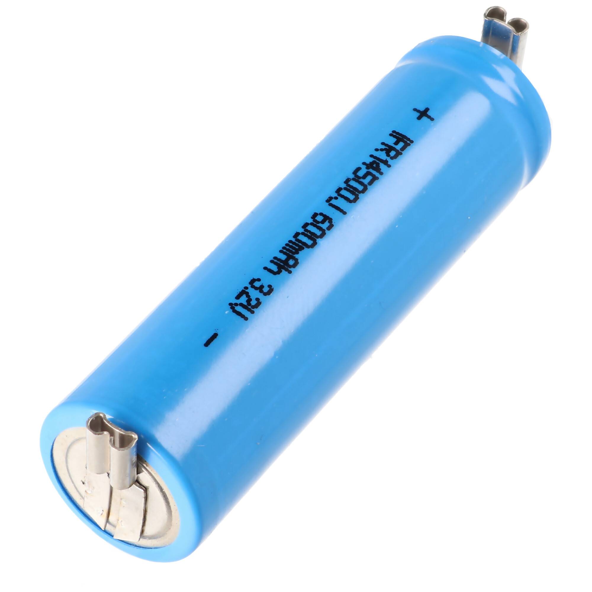 3,2 Volt Solar Akku Lithium IFR 14500 AA mit 2,8mm Buchsen 600mAh LiFePo4 Akku Flat Top ungeschützt Masse 14,2 x 50,2mm