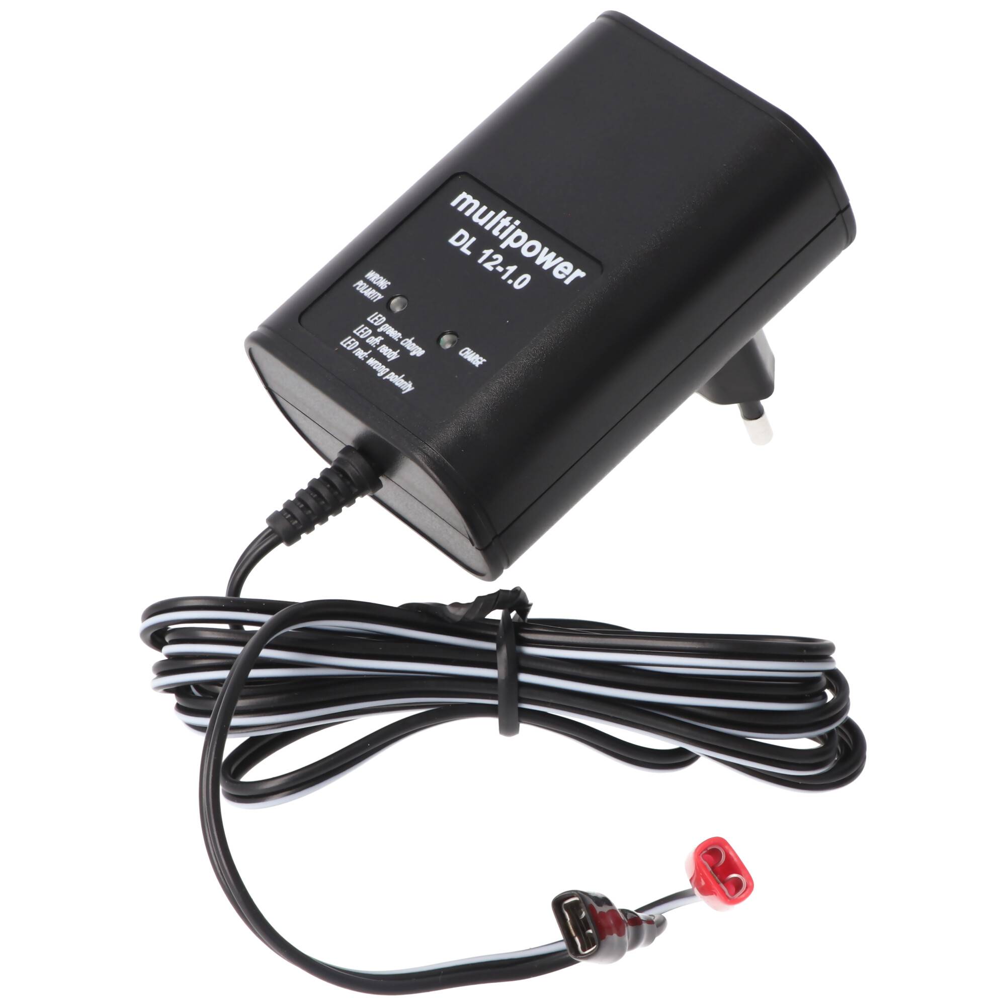 Multi Power Blei Steckerladegerät DL12-1 A 13,8V/1A, mit 6,3mm Faston-Anschluss für 1Ah bis zu 24Ah Blei-Akku