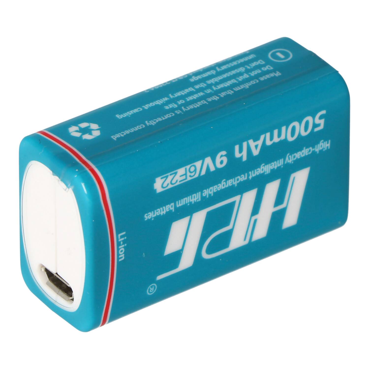 9V Li-ion Akku mit USB-Ladebuchse zum nachladen, mit 7,4 Volt 500mAh, 3,7Wh, mit USB-Ladefunktion