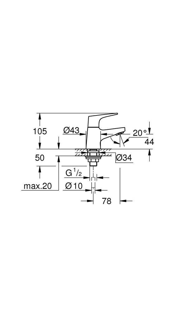 GROHE Standventil BAUFLOW 1/2" XS-Size chr