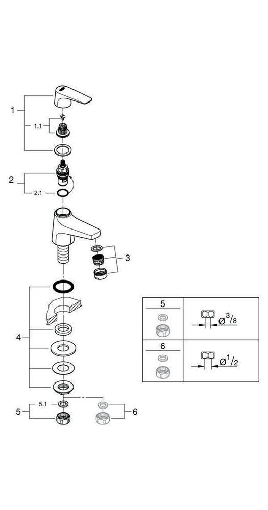GROHE Standventil BAUFLOW 1/2" XS-Size chr