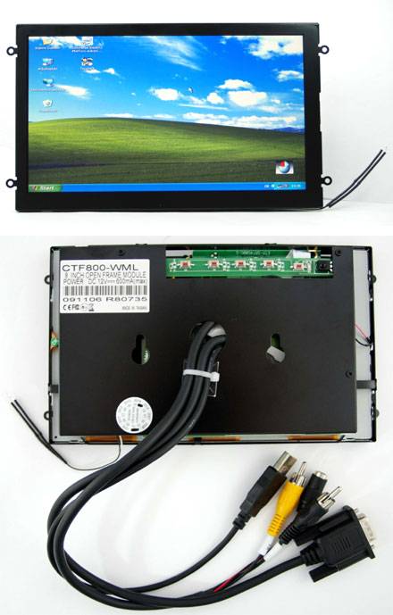 CTF800-WML - VGA 8.0" (16:9) TFT - Touchscreen USB - Video - OPEN-FRAME (500 nits, LED Backlight)