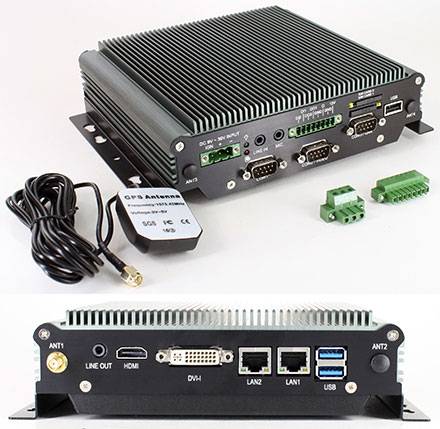 FleetPC-4-D Car-PC (Intel Celeron N3060 2x2.48Ghz, Autostart-Controller, 9-36V Automotive Netzteil, GPS) [LÜFTERLOS]