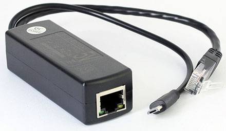 POE Injector/Splitter (POE IEEE 802.3af/at zu Micro-USB 5V/2.4A + LAN) [für z.b. Raspberry Pi B/B+/2/3]
