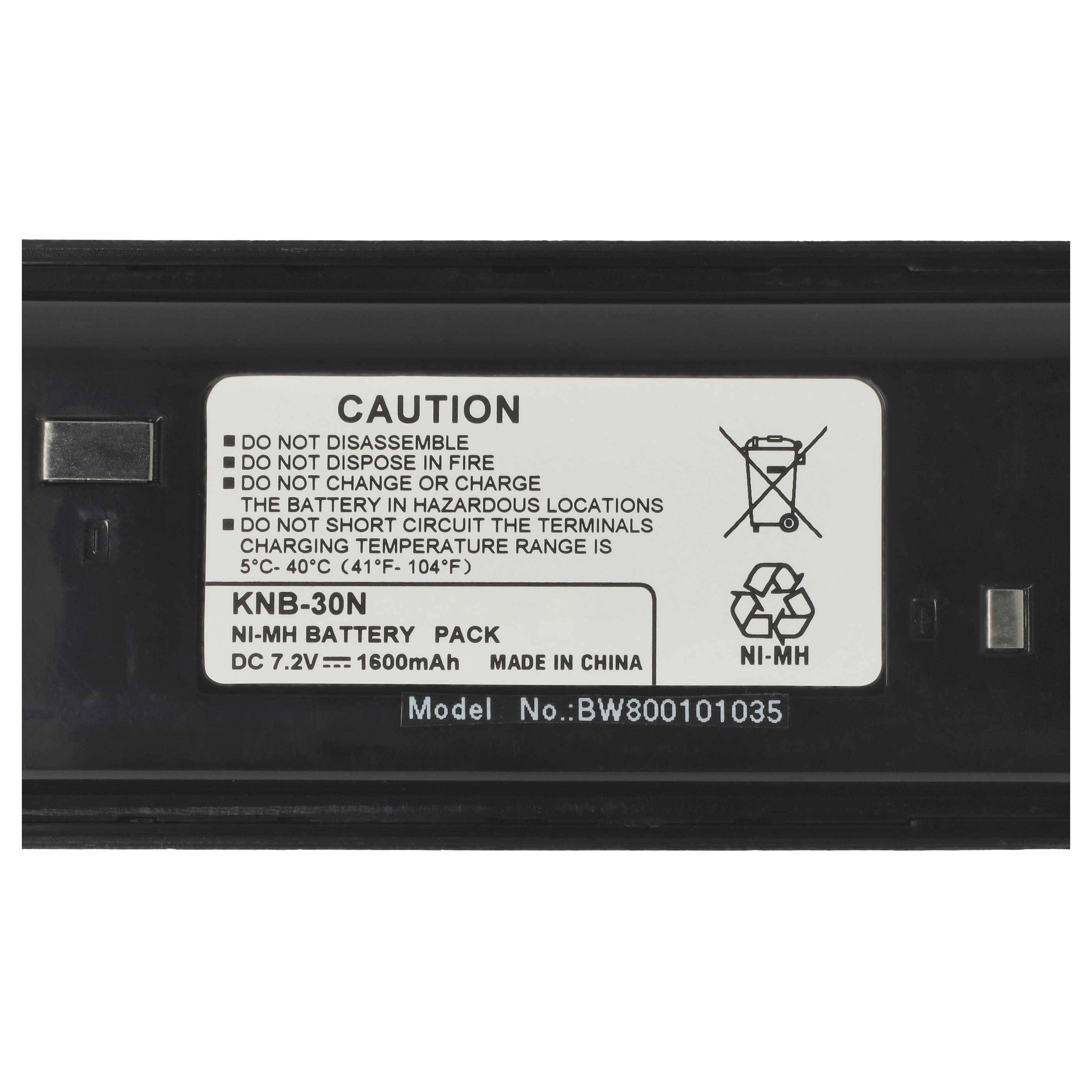 vhbw Akku kompatibel mit Kenwood TK-2300VP, TK-2212M, TK-2217, TK-2207G, TK-2212, TK-2207, TK-2300 Funkgerät, Walkie Talkie (1600 mAh, 7,2 V, NiMH)