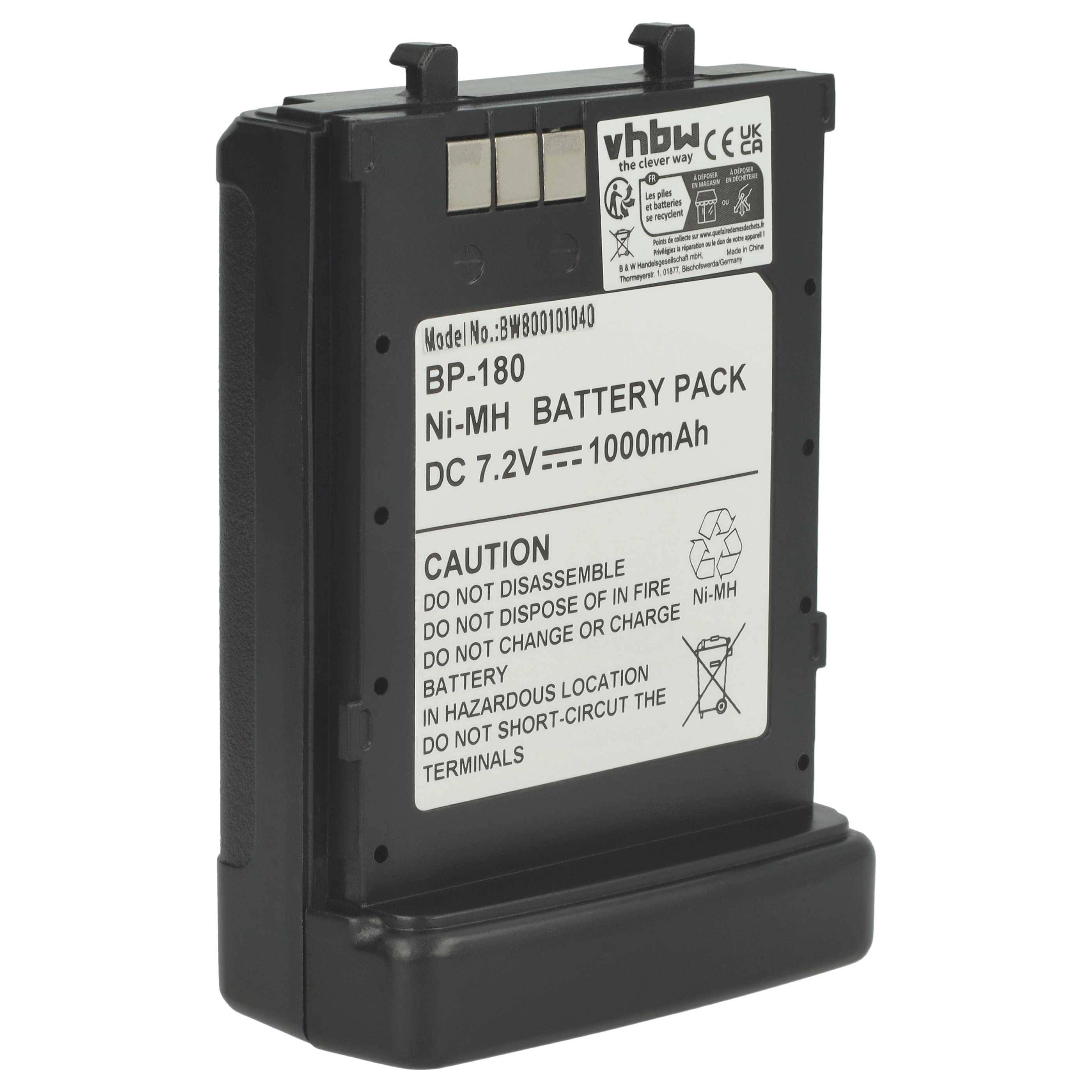 vhbw Akku kompatibel mit Icom IC-T42, IC-T22, IC-T22E, IC-12A, IC-T22A, IC-T7, IC-T42A, IC-T42E Funkgerät, Walkie Talkie (1000 mAh, 7,2 V, NiMH)