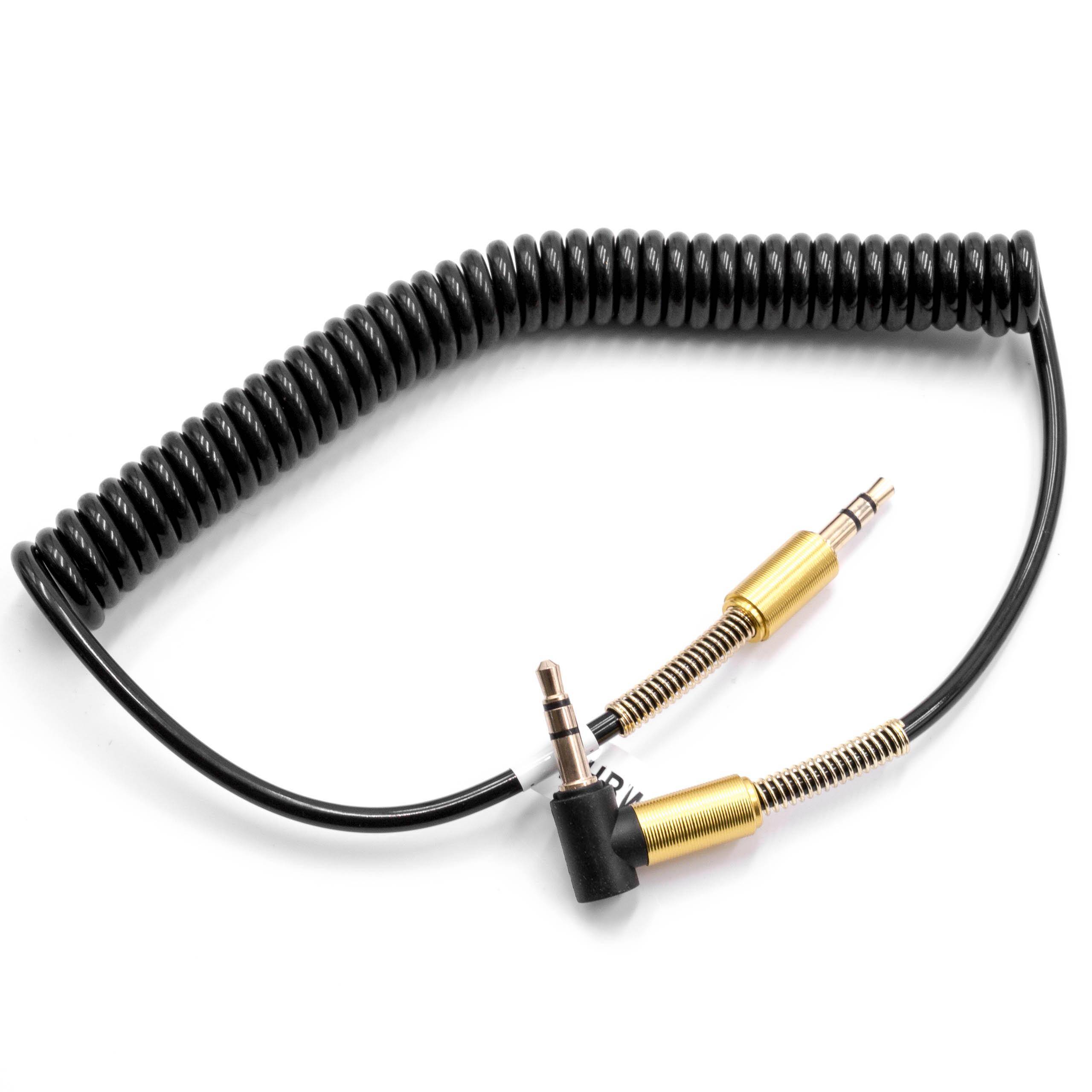 vhbw Stereo Audio Kabel Adapter kompatibel mit Sony MDR-10R, 1ADAC Kopfhörer - 3,5 mm auf 3,5 mm Klinkenstecker, Vergoldet, Gewinkelt Gold Schwarz